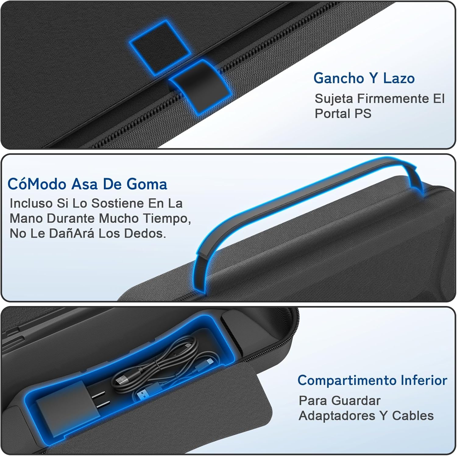 daydayup Funda de Transporte Compatible con PlayStation Portal Remote Player, Funda para PlayStation Portal con Bolsillo con Cremallera, Bolsa de Mano de Juegos para PS Portal (Negro)