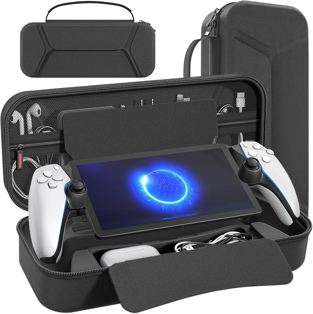 daydayup Funda de Transporte Compatible con PlayStation Portal Remote Player, Funda para PlayStation Portal con Bolsillo con Cremallera, Bolsa de Mano de Juegos para PS Portal (Negro)