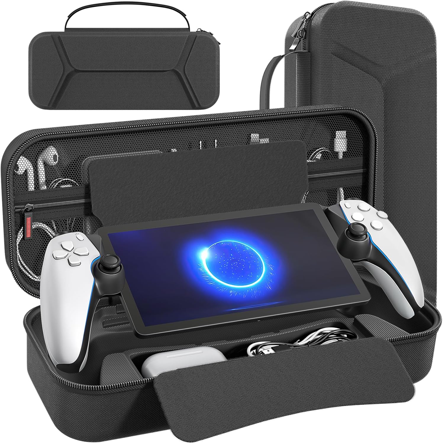 daydayup Funda de Transporte Compatible con PlayStation Portal Remote Player, Funda para PlayStation Portal con Bolsillo con Cremallera, Bolsa de Mano de Juegos para PS Portal (Negro)