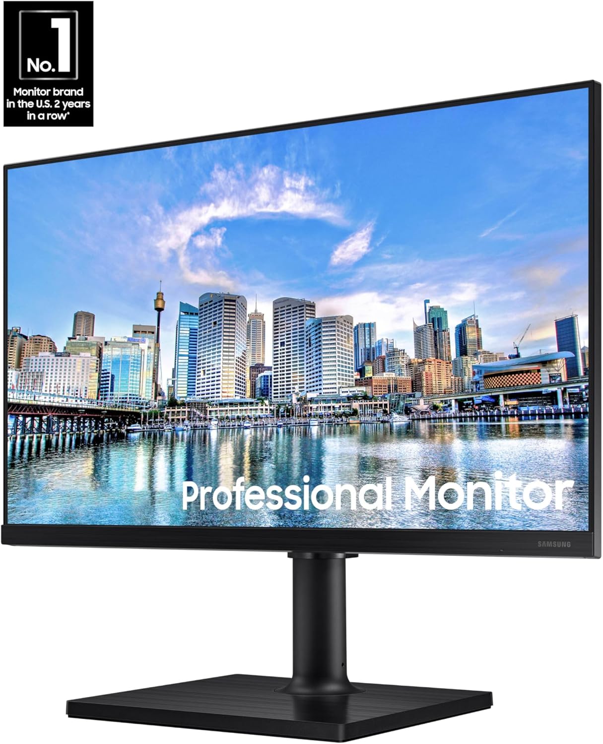 SAMSUNG FT45 Series 24-Inch FHD 1080p Computer Monitor, 75Hz, IPS Panel, HDMI, DisplayPort, USB Hub, Height Adjustable Stand, 3 Yr WRNTY (LF24T454FQNXGO),Black