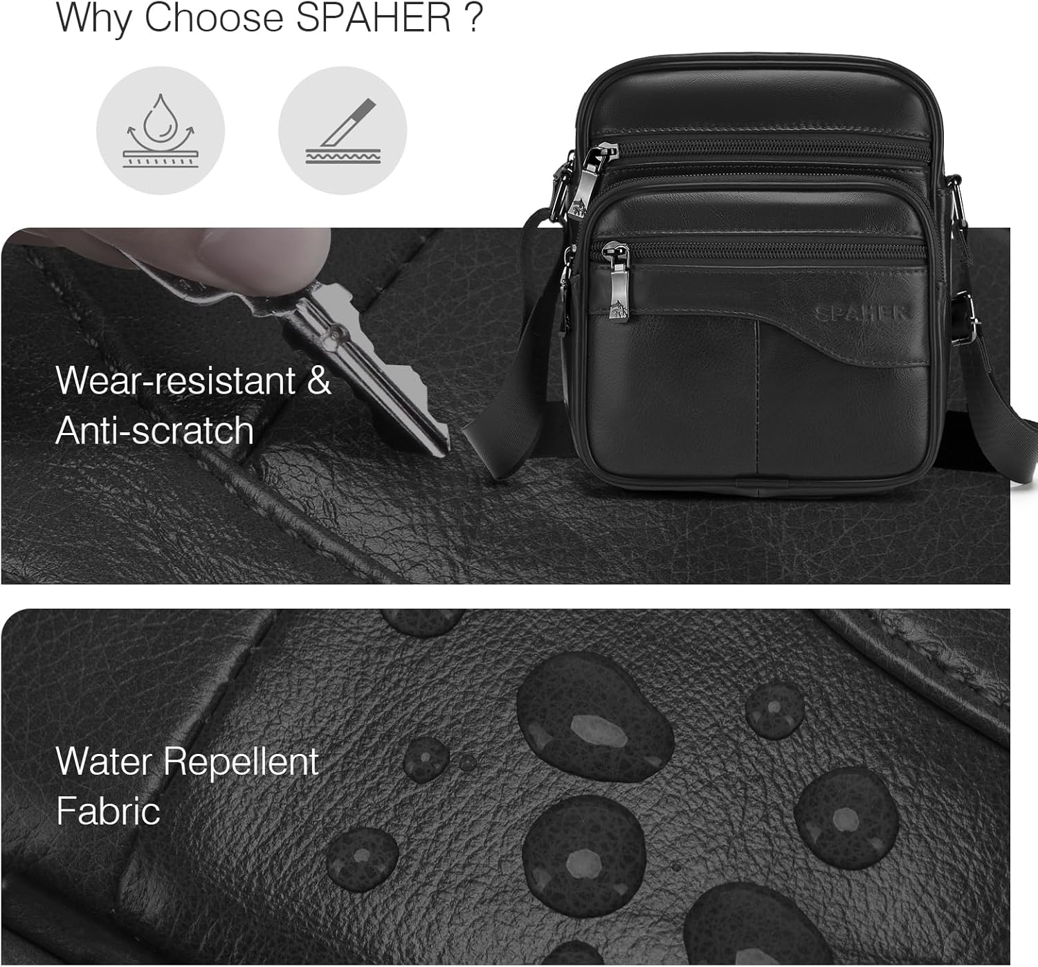 SPAHER - Mala de ombro para homem, tiracolo, de couro versátil, pequena tiracolo, para homem, bolsa, negócios, vintage, mochilas usadas, capas multifuncionais, malas de mão de viagem