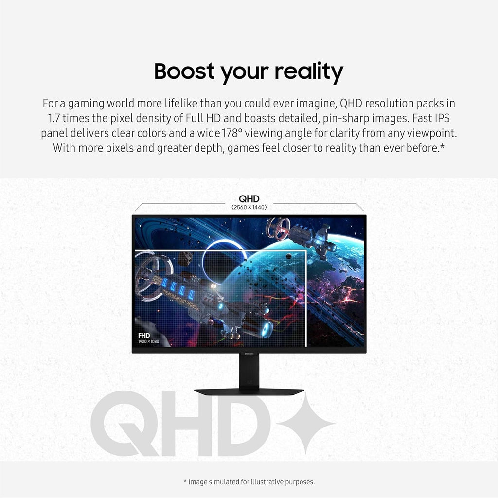 SAMSUNG 32-Inch Odyssey G50D Series QHD Fast IPS G-Sync Compatible Gaming Monitor, 1ms, VESA DisplayHDR 400, 180Hz, AMD FreeSync, Adjustable Stand, Eye Saver Mode, LS32DG502ENXZA, 2024