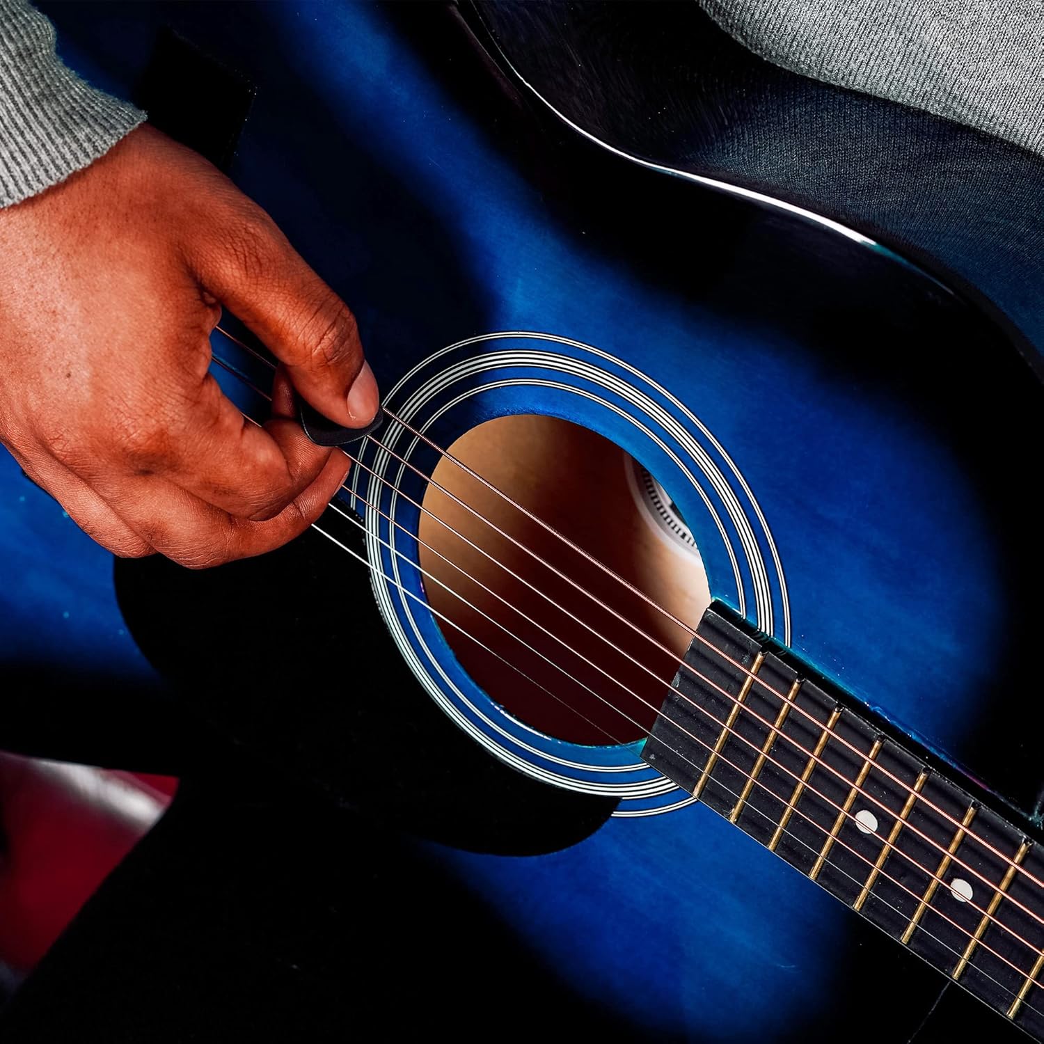 3rd Avenue Pack de guitarra acústica de tamaño estándar 4/4 con cuerdas de acero para principiantes de 3rd Avenue, funda de transporte, púas y cuerdas de repuesto, Azul