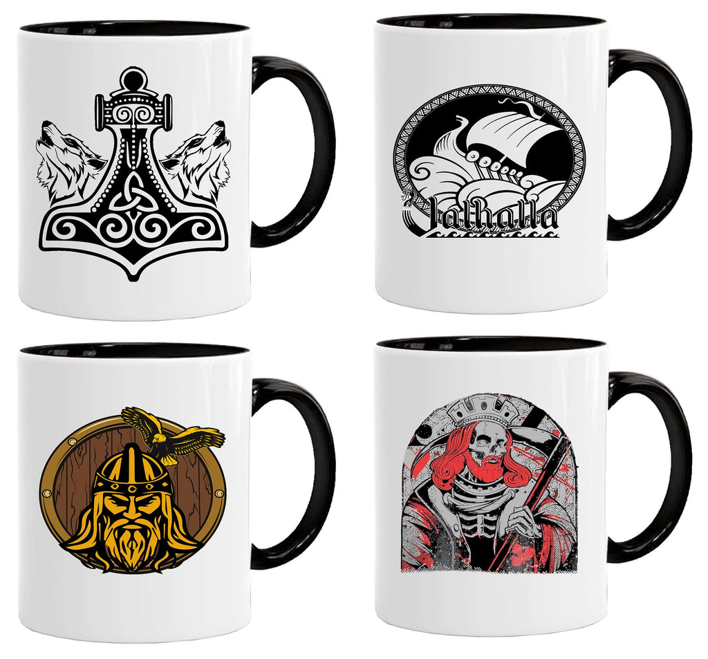 Jungle Mug Caneca Viking nórdica | Caneca de presente para homens idosos, pai, avô, caneca de café, design viking, design de caveira e martelo de Thors (VIKING022)