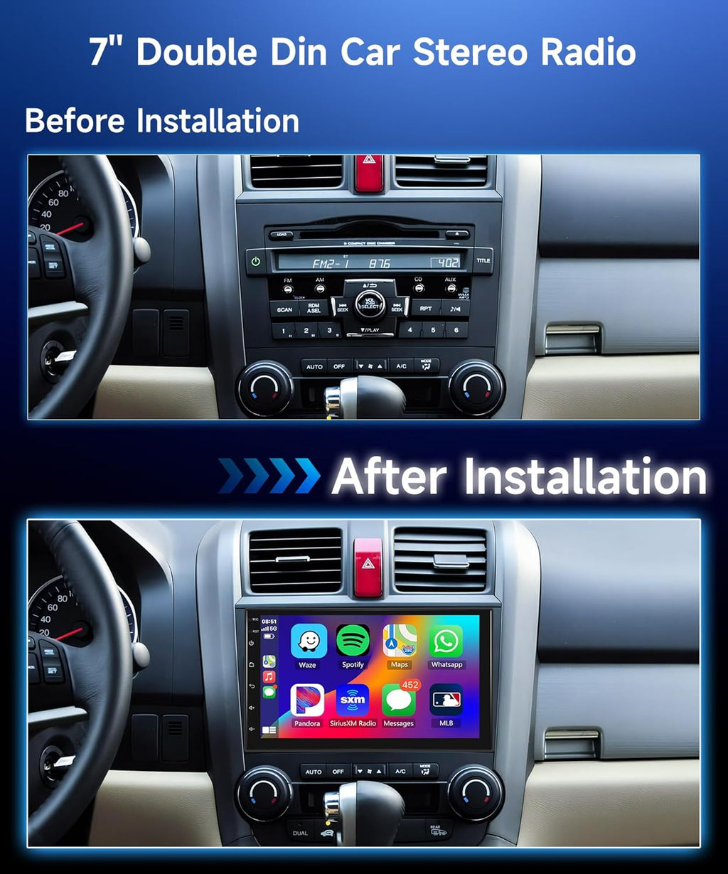 4G+64G Wireless Carplay Android 13 Car Radio 2 DIN with Android Auto GPS Navi WiFi 7 Inch Touchscreen Car Radio with Mirror Link Bluetooth FM/RDS/32EQ/AI DSP/Dab/OBD/DVR/SWC Rear Camera