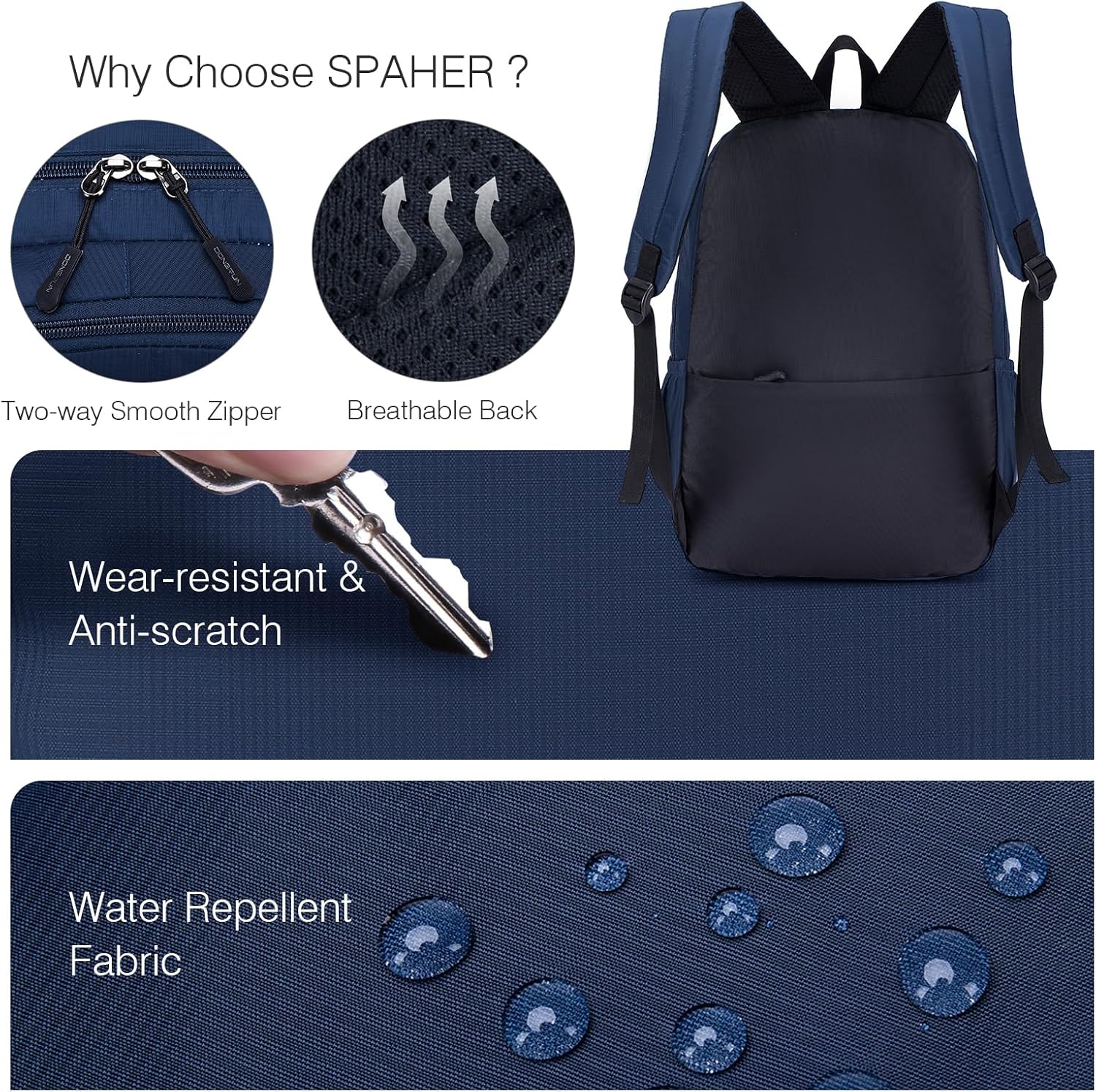 SPAHER 40 x 30 x 15 Mochila de viagem cabine avion ar Europa Wizzair mochila cabine 20 l impermeável mala cabine British Airways mochila viagem computador portátil 15,6 polegadas para homem e mulher