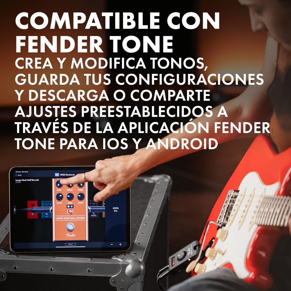 Fender Mustang Micro Plus amplificador de guitarra, amplificador de auriculares pessoal com 25 modelos de amplificador, 25 efeitos, Bluetooth e 100 presets, recarregável por USB
