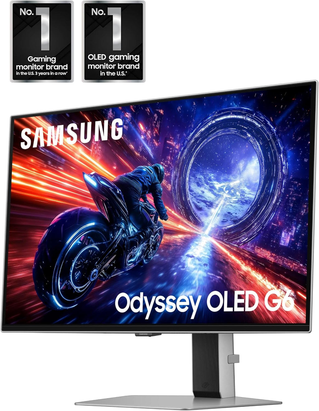SAMSUNG 27” Odyssey OLED G6 G60SF QHD QD-OLED Gaming Monitor, 500Hz Refresh Rate, 0.03ms (GtG) Response Time, G-Sync Compatible, VESA DisplayHDR TrueBlack 500, LS27FG602SNXZA, 2025, 3 Yr Warranty