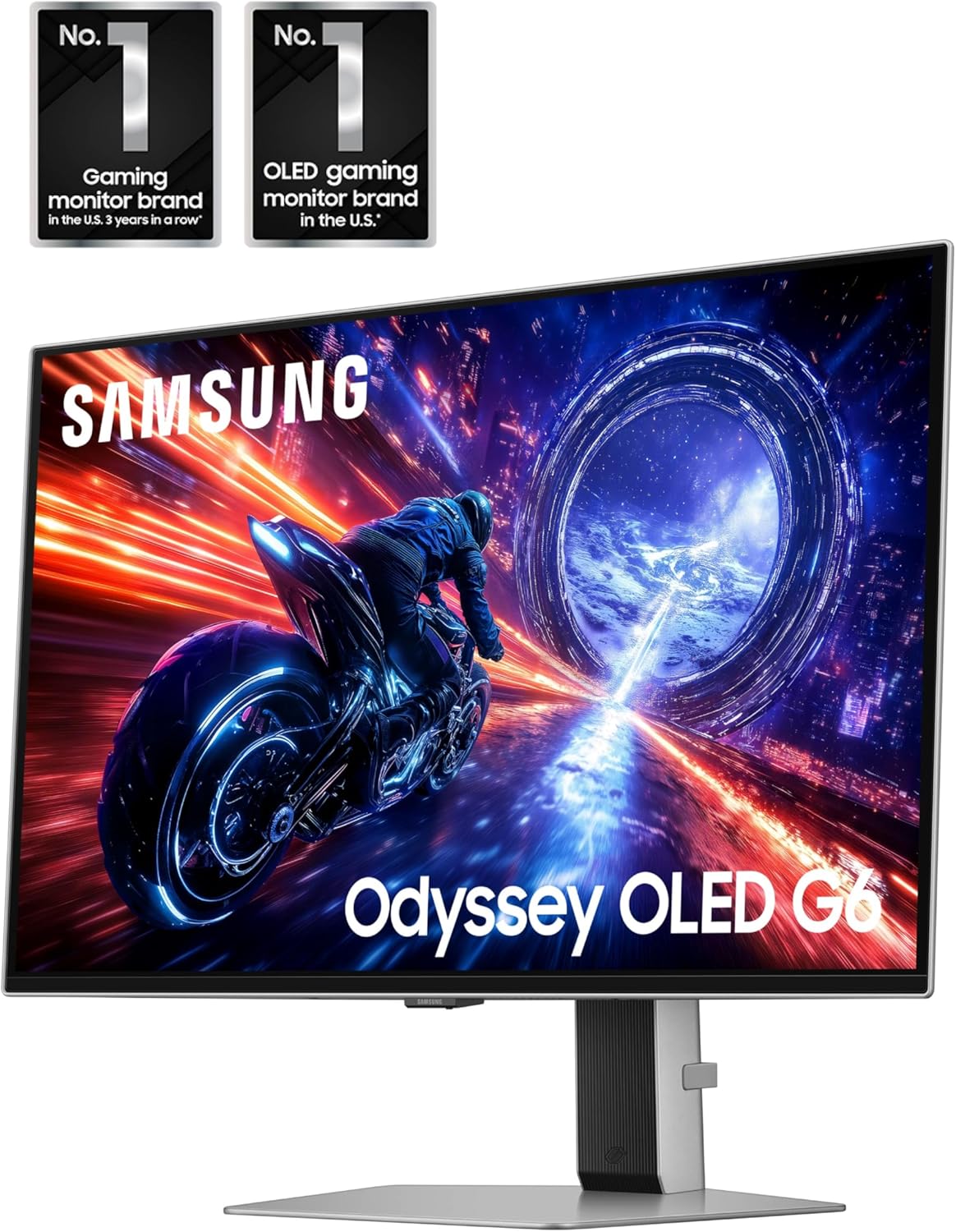 SAMSUNG 27” Odyssey OLED G6 G60SF QHD QD-OLED Gaming Monitor, 500Hz Refresh Rate, 0.03ms (GtG) Response Time, G-Sync Compatible, VESA DisplayHDR TrueBlack 500, LS27FG602SNXZA, 2025, 3 Yr Warranty