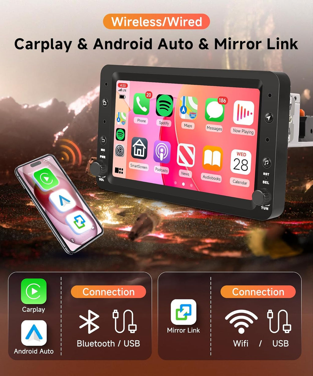 8Core 4G+64G Wireless Carplay Android Car Radio for Alfa Romeo 159 2004-2011 Brera Spider Sportwagon 7 Inch Car Radio with Android Auto GPS Navi WiFi Bluetooth FM/RDS DSP/SWC Rear Camera