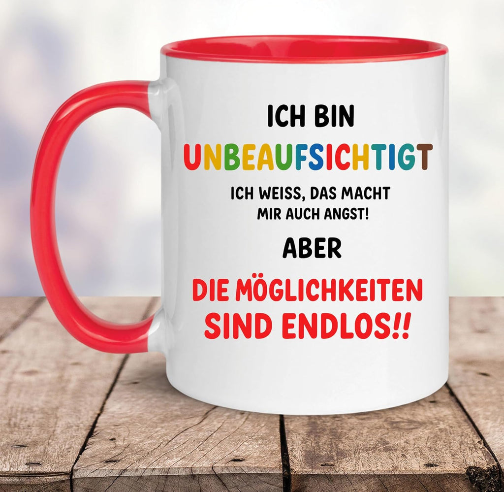 Jungle Mug Caneca de presente para colegas | Caneca com texto em alemão Unbeaufsichtigt Spruch Lustig | Geschenk Abschied Kollelegin Büro | Funny Tasse Arbeit Frauen Männer