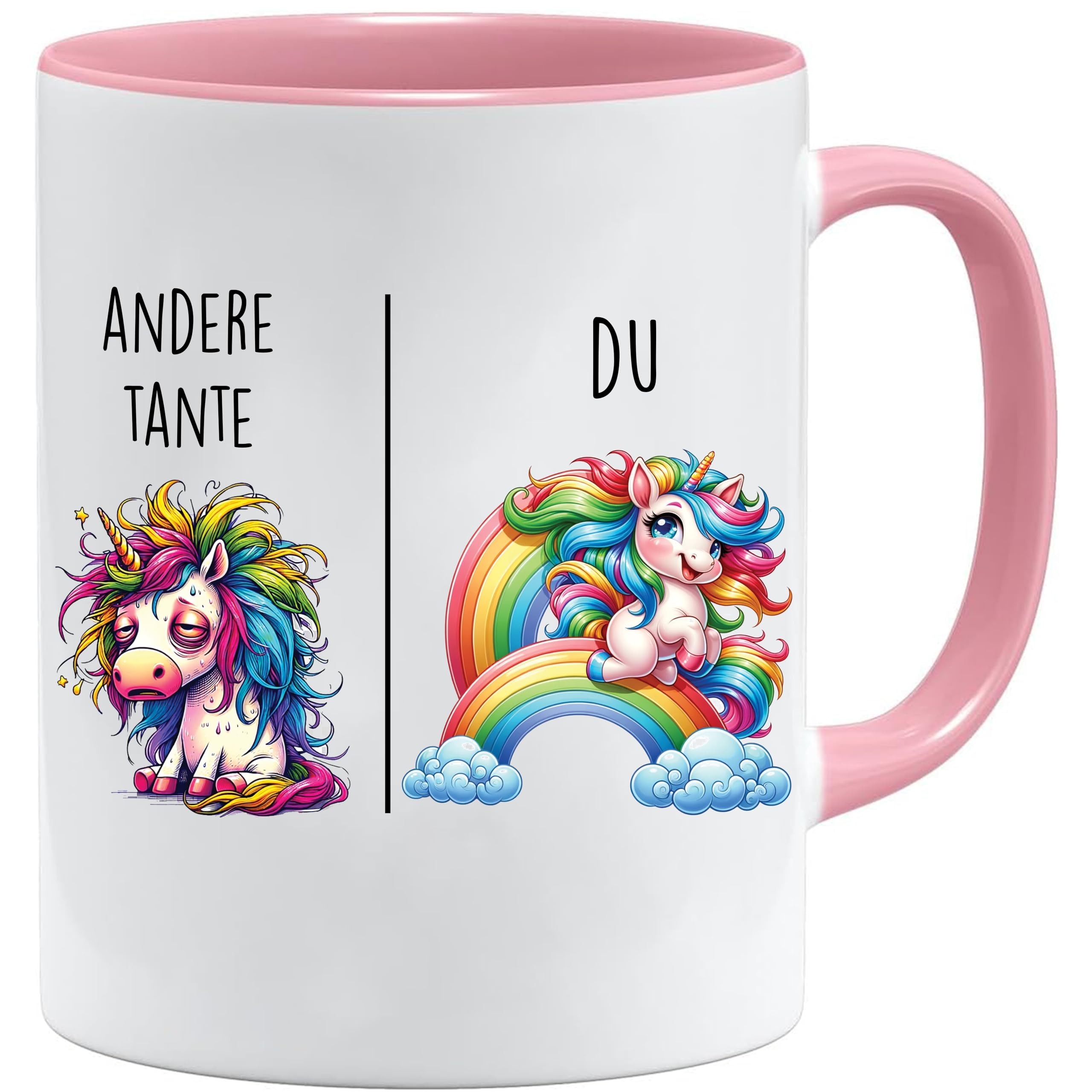 Jungle Mug Caneca com texto em alemão Andere Tía vs Du | Tia Geschenk für Frauen casamento Hochzeit | Geschenkidee Frau Geburtstag Weihnachten Patentante Familie Kaffee-Becher (Weiß-)