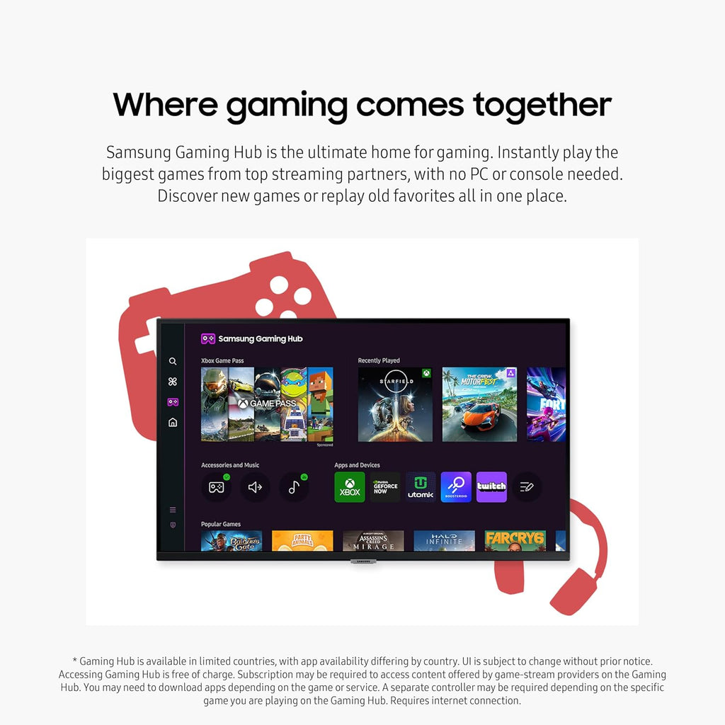 SAMSUNG 27-Inch M5 (M50D) Series FHD Smart Monitor with Streaming TV, Speakers, HDR10, Gaming Hub, Multiple Ports, Workout Tracker, Vision Accessibility Tools, LS27DM500ENXGO, 2024