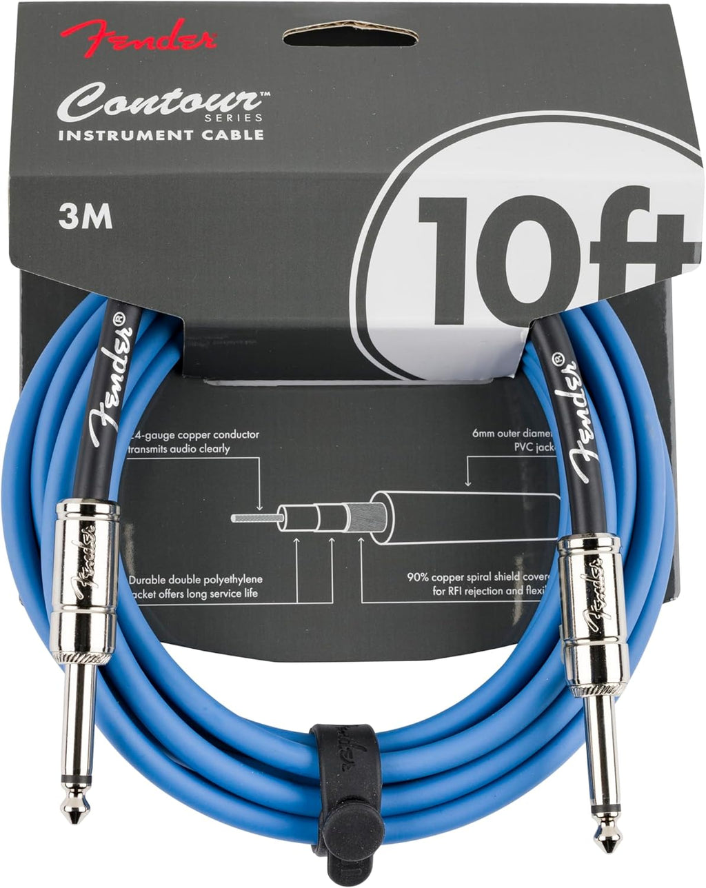Fender Cables para instrumento serie Contour™(10FT STR/STR) Lake Placid Blue