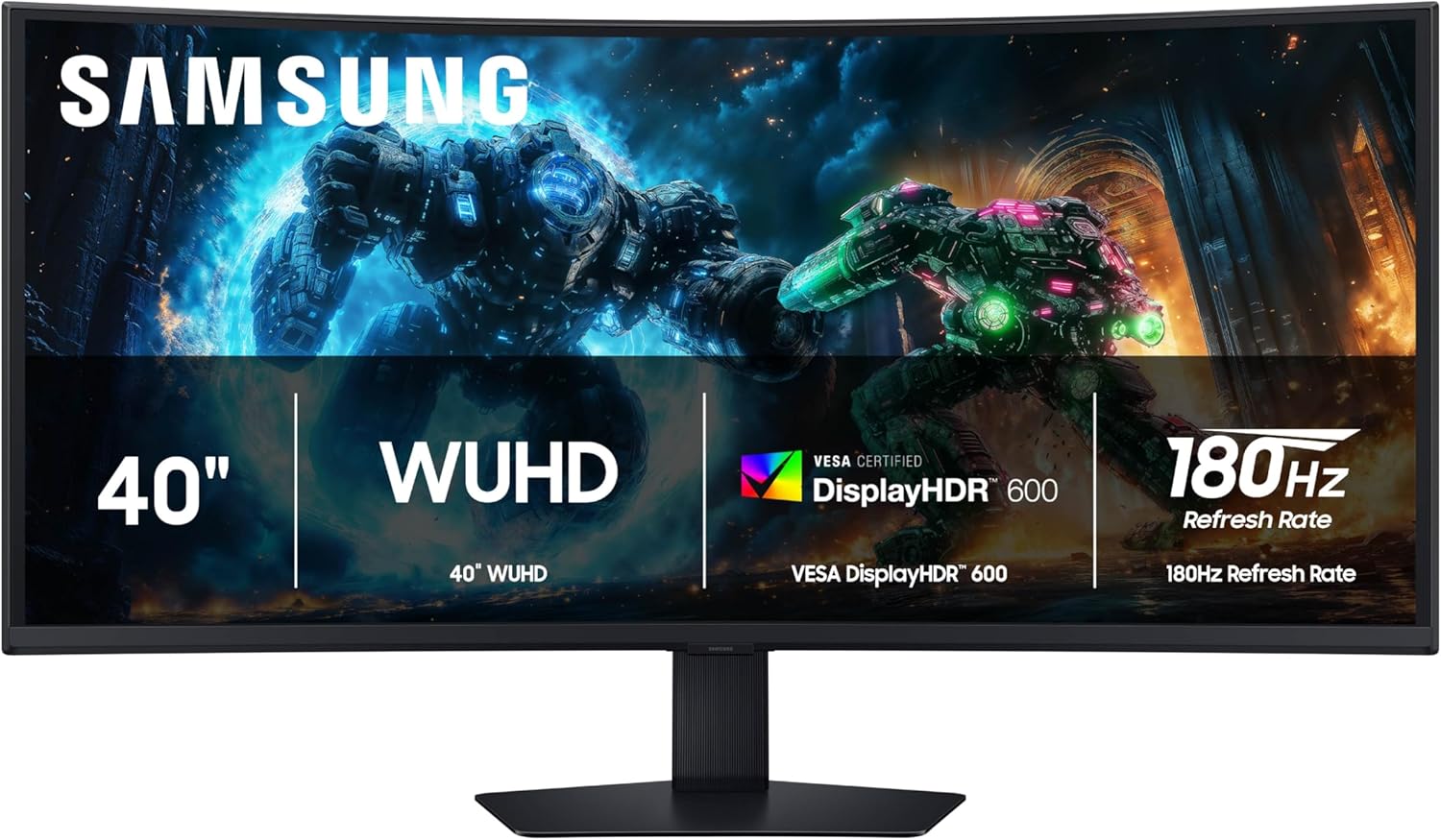 SAMSUNG 40” Odyssey G7 (G75F) WUHD Resolution, 180Hz, Curved Gaming Monitor, 1ms Response Time (GtG), VESA DisplayHDR™ 600, AMD FreeSync™ Premium Pro, LS40FG75DENXZA, 2025