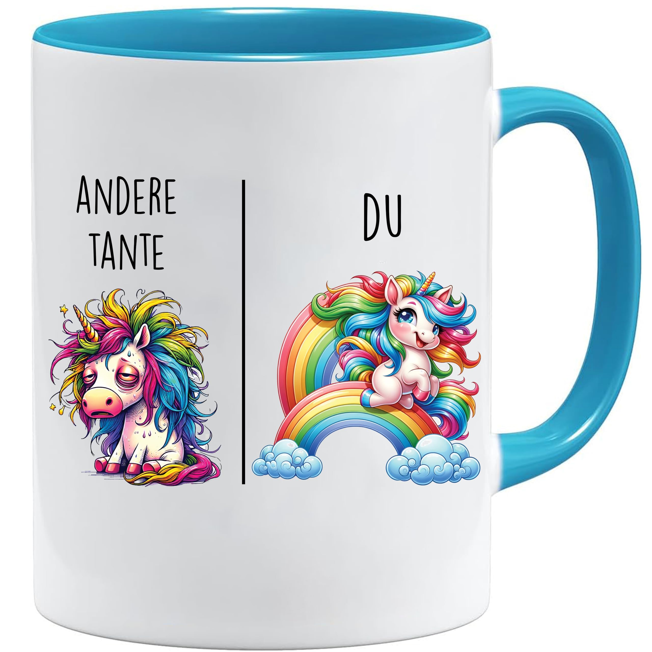 Jungle Mug Caneca com texto em alemão Andere Tía vs Du | Tia Geschenk für Frauen casamento Hochzeit | Geschenkidee Frau Geburtstag Weihnachten Patentante Familie Kaffee-Becher (Weiß-)