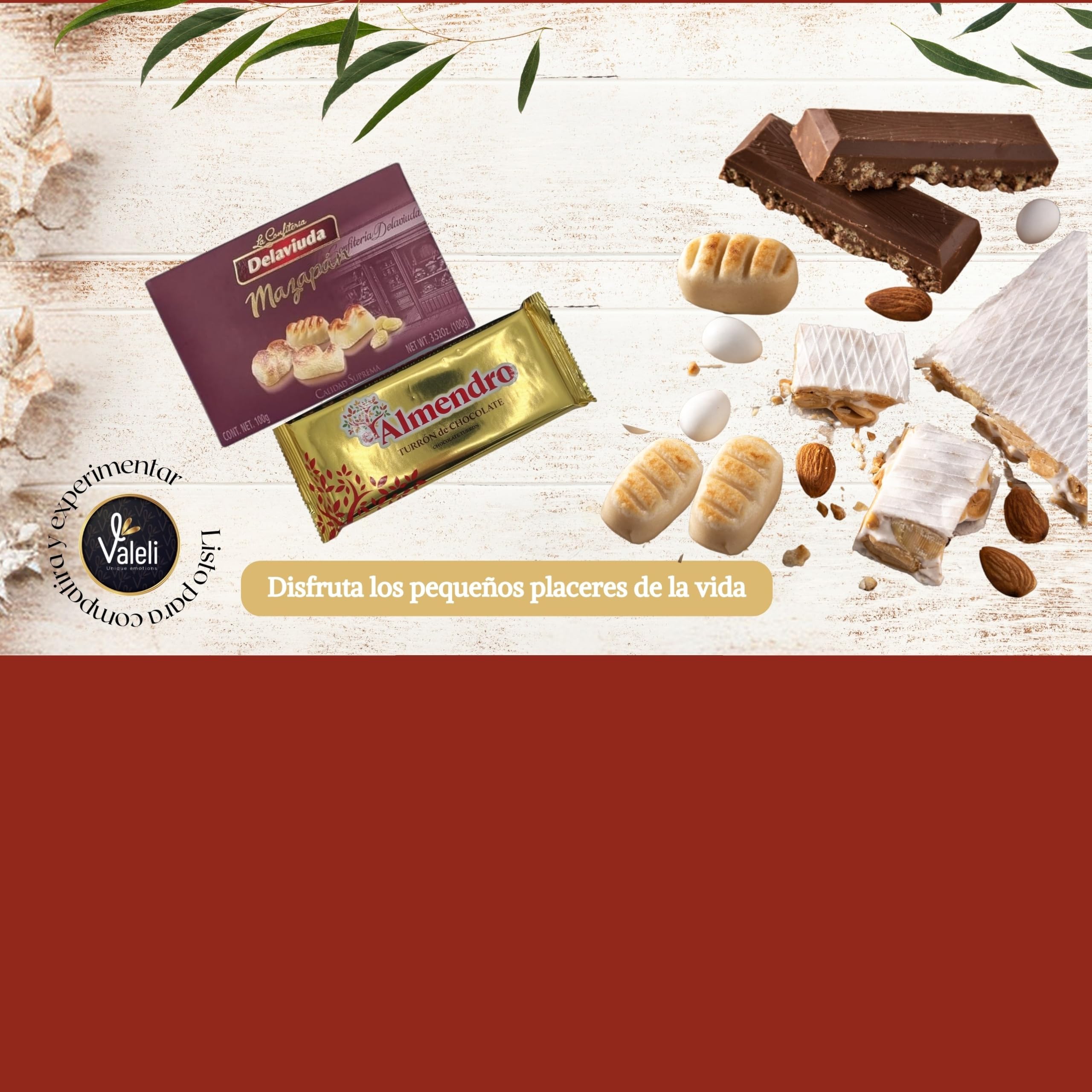 VALELI. Lotes de Natal para oferecer. Presente de Natal caixa Gourmet: doces, chocolates, polvorones. Presente de empresa cesta de Natal (Natal castanhos com licóres)