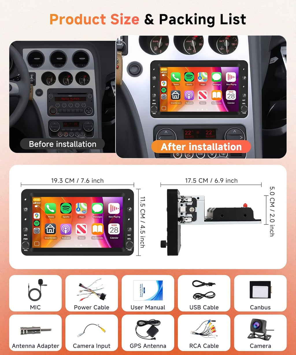 8Core 4G+64G Wireless Carplay Android Car Radio for Alfa Romeo 159 2004-2011 Brera Spider Sportwagon 7 Inch Car Radio with Android Auto GPS Navi WiFi Bluetooth FM/RDS DSP/SWC Rear Camera
