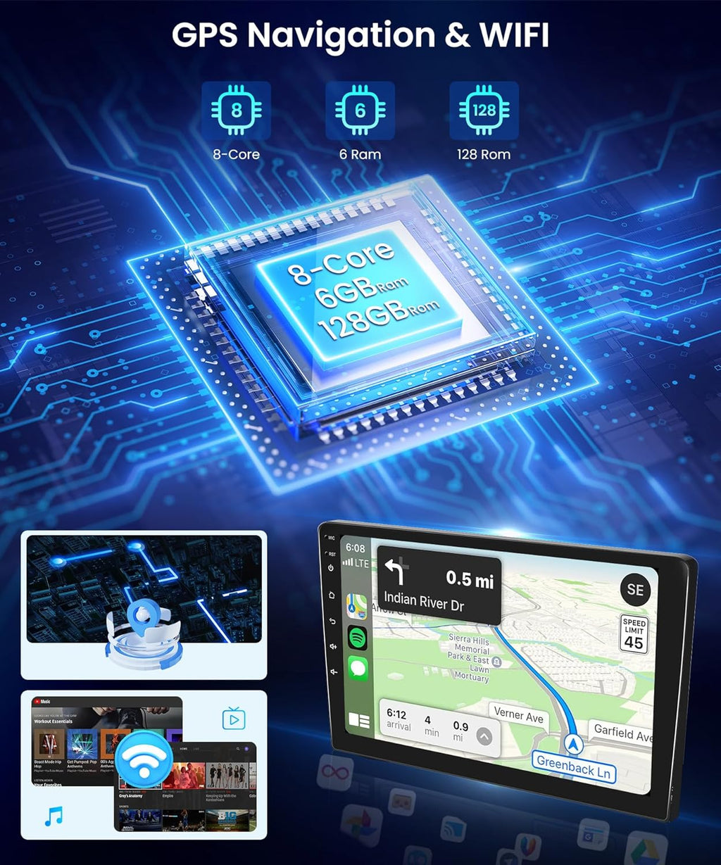 6G+128G 8 Core Wireless Carplay Android Car Radio for VW Magotan/CC Passat B7/B6 2010-2015 10 Inch Car Radio with Android Auto GPS Navi WiFi Mirror Link Bluetooth FM/RDS/DSP Rear Camera