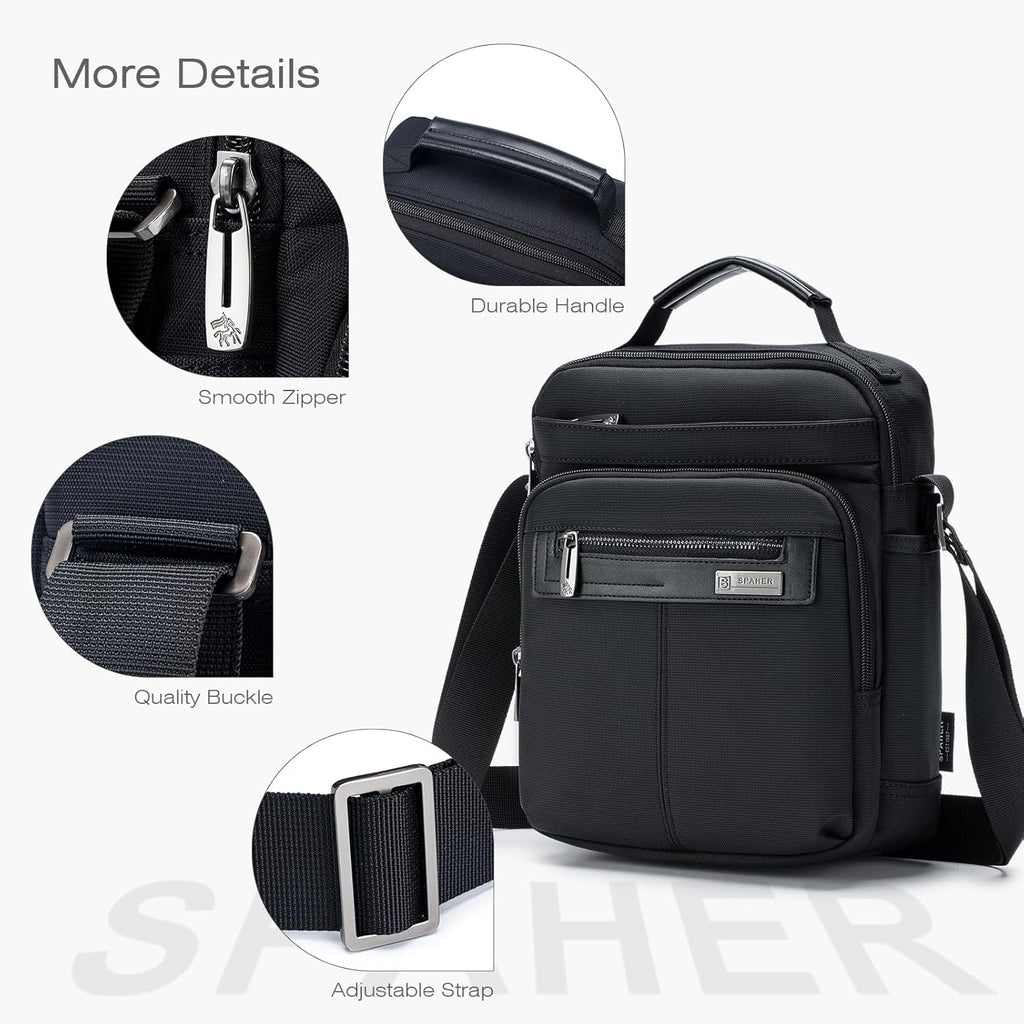 SPAHER - Mala para homem, mala de mão, tiracolo, bolsa de ombro, para homem, bolsa de peito, bolsa de ombro, Ipad mensageiro, bolsa de negócios, porta-talheres crossbody presente
