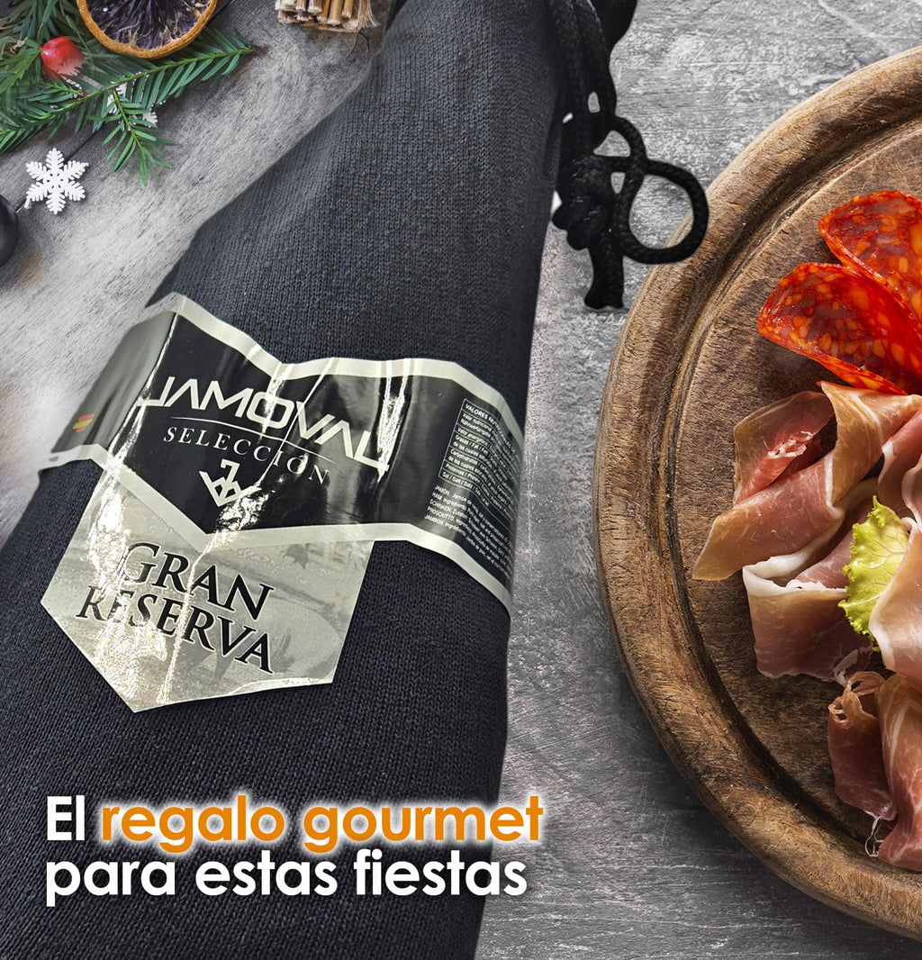 Cesto Gourmet para oferecer M | Perfeita como presente cesta de Natal para empresas, presunto ibérico de isca vinho tempranillo creme de morcela e creme de sobretudo par par PX pack polvones e balões