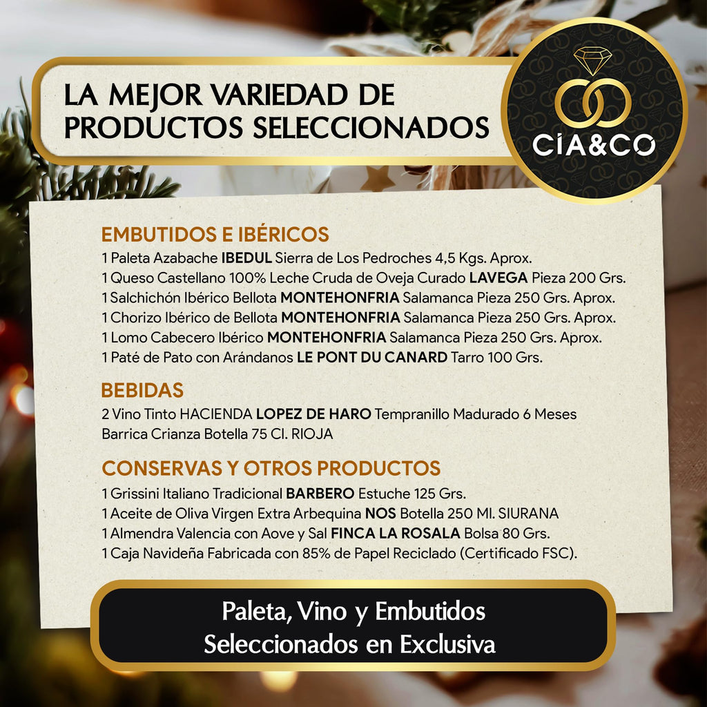 Christmas Basket with Gourmet Ham 2025 (Lot 400) · With Serrana Palette, Red Wines, Selected Iberian Wines and Cured Cheese · Includes Customizable Card · Ideal Corporate, Family or Personal Gift