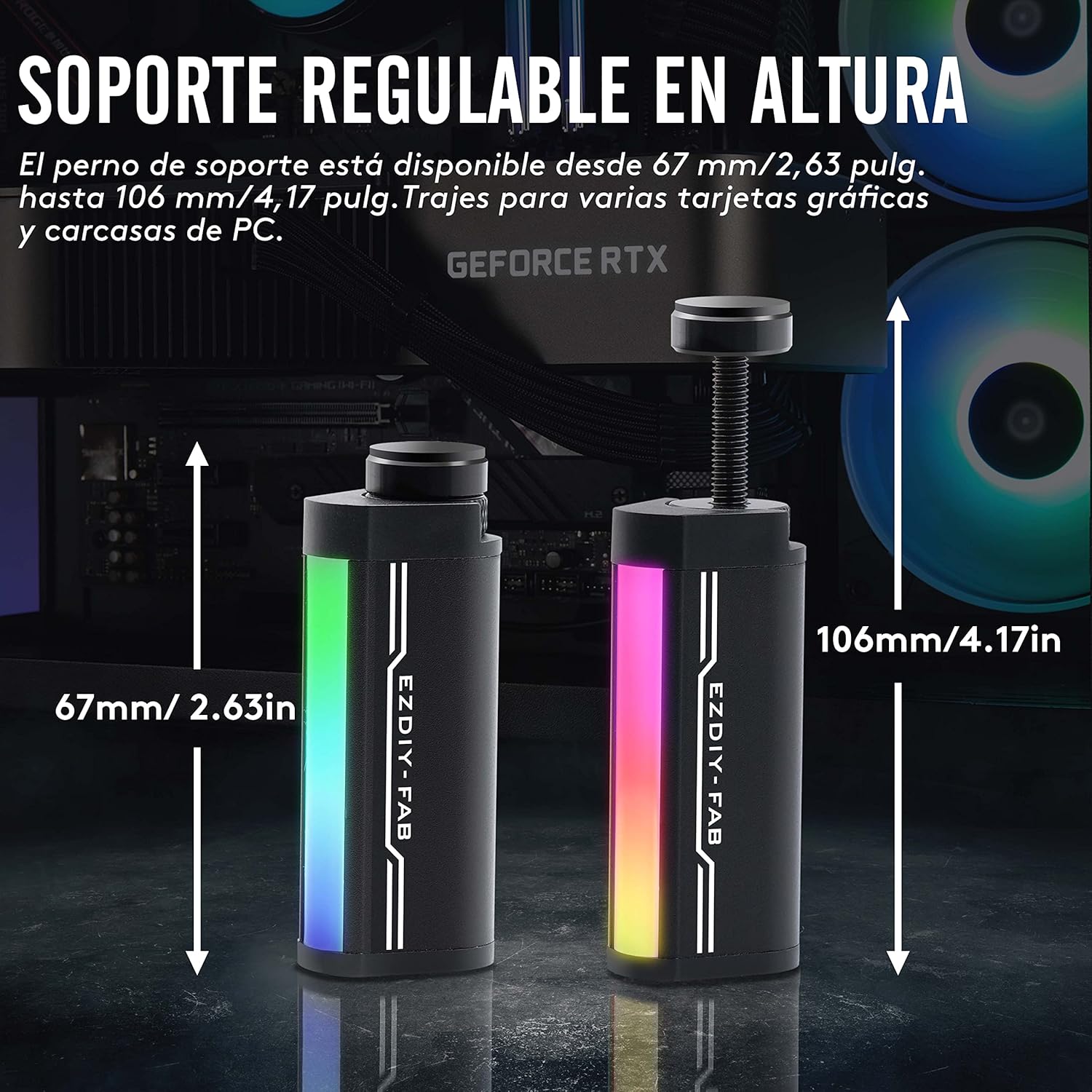 EZDIY-FAB Suporte de suporte de GPU, 5 V 3 PIN ARGB placa gráfica GPU brace suporte altura ajustável, suporte de Sag/capa para cartão de vídeo