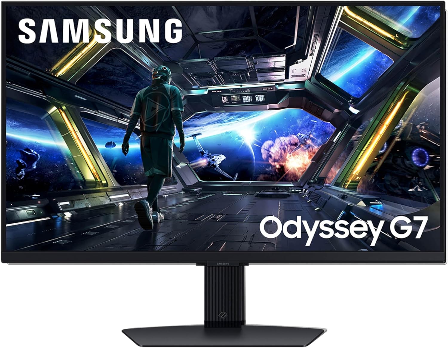 Samsung 32” Odyssey G7 (G70D) 4K UHD IPS 144Hz 1ms(GtG) Smart Gaming Monitor, G-Sync Compatible, AMD Freesync Premium, Vivid Colors, Adjustable Stand, Black Equalizer, LS32DG702ENXZA