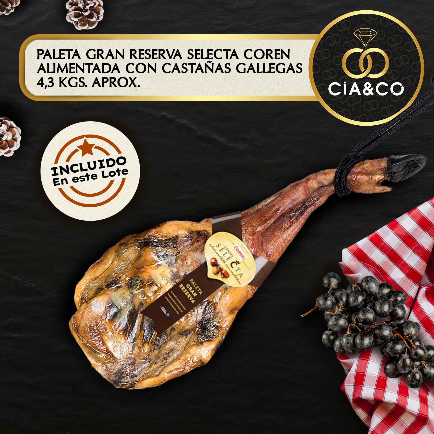 Christmas Basket with Gourmet Ham 2025 (Lot 400) · With Serrana Palette, Red Wines, Selected Iberian Wines and Cured Cheese · Includes Customizable Card · Ideal Corporate, Family or Personal Gift