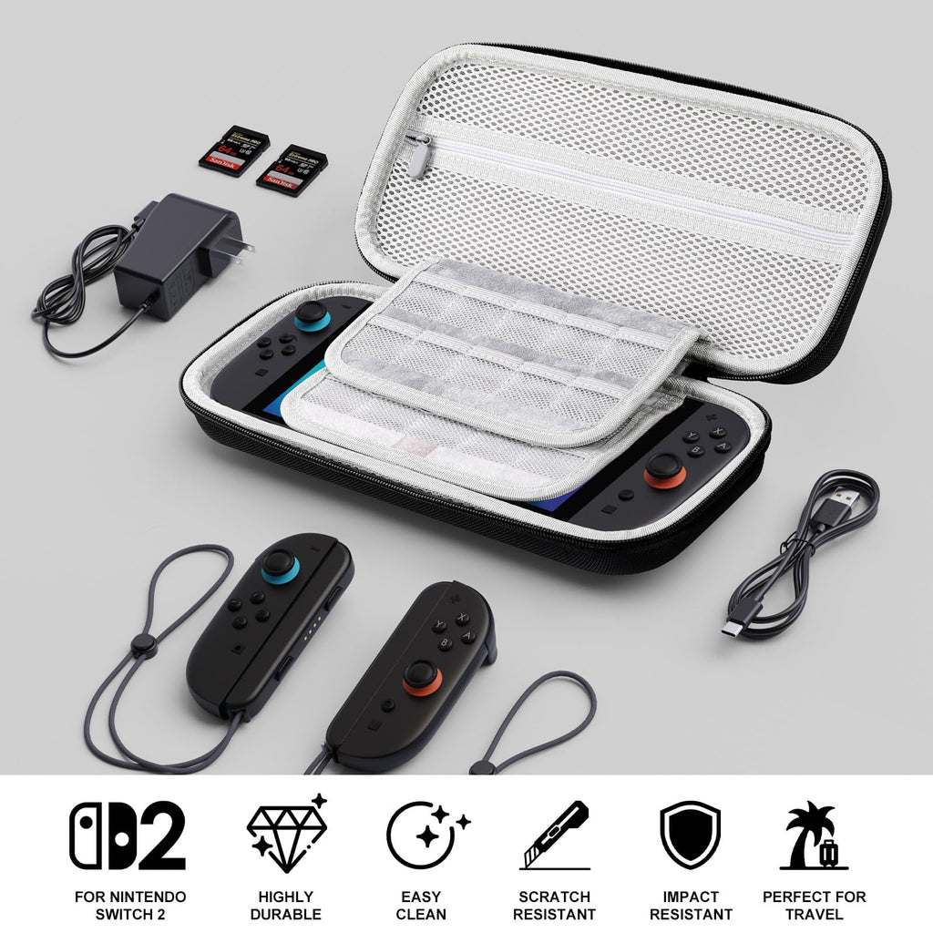 Lmcpa Funda para Consola Nintendo Switch 2 2025, Bolsa de Viaje con 20 Cartuchos de Juego, Estuche Rígido Portátil Protector para Consola 2025 Nintendo Switch 2 Accesorios,