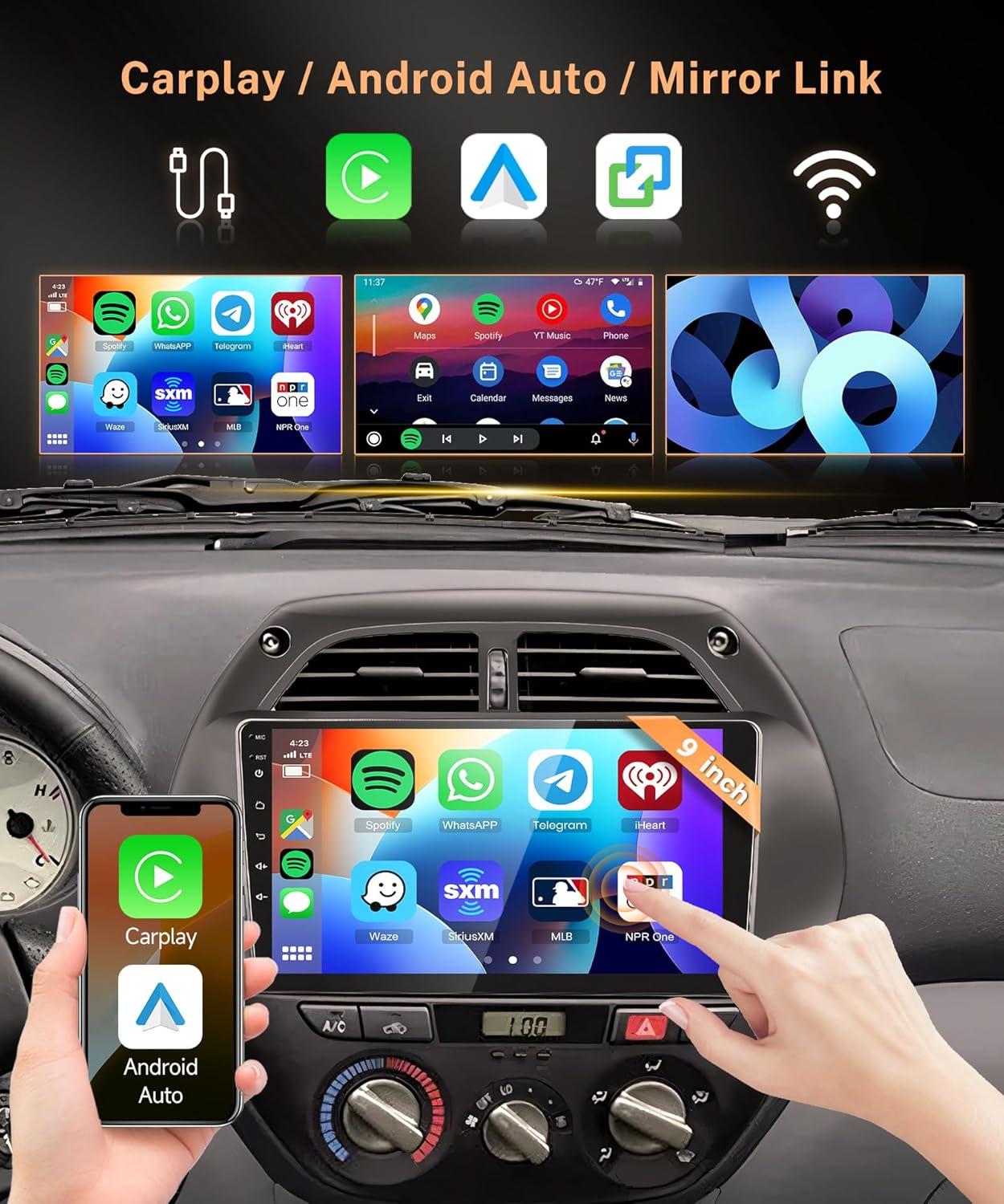 6G+128G 8 Core Wireless Carplay Android Car Radio for Toyota RAV4 2001-2006 9 Inch Screen Car Radio with Android Auto Navi GPS WiFi Mirror Link Bluetooth FM/RDS/DSP/SWC Rear Camera