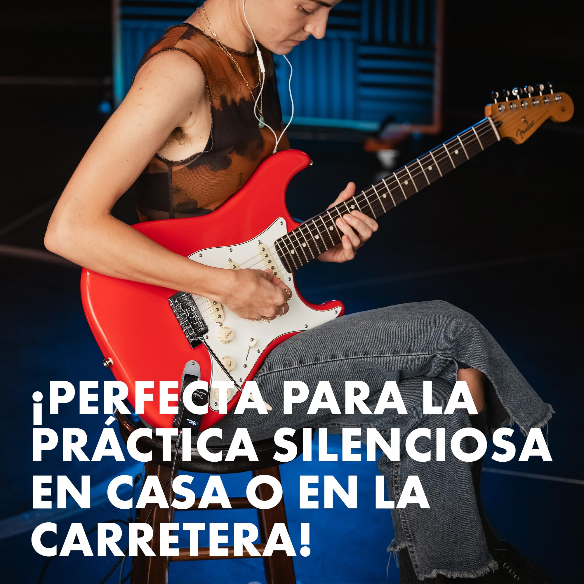 Fender Mustang Micro Plus amplificador de guitarra, amplificador de auriculares pessoal com 25 modelos de amplificador, 25 efeitos, Bluetooth e 100 presets, recarregável por USB