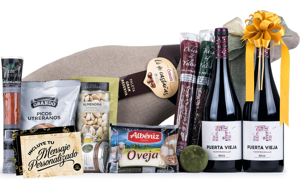 Christmas Basket with Gourmet Ham 2025 (Lot 400) · With Serrana Palette, Red Wines, Selected Iberian Wines and Cured Cheese · Includes Customizable Card · Ideal Corporate, Family or Personal Gift