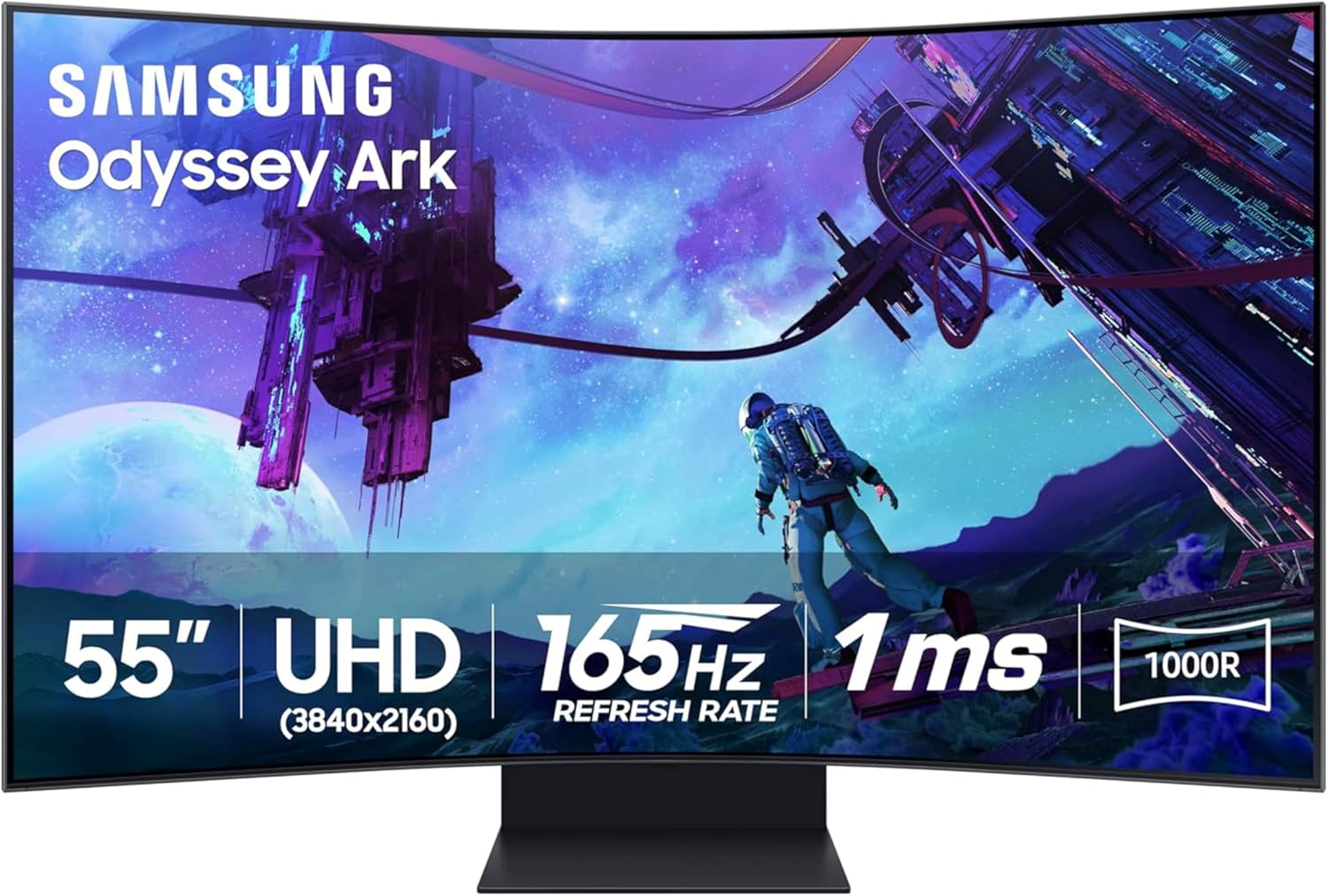 Samsung 55" Odyssey Ark 2nd Gen 4K UHD 1000R Curved Gaming Monitor, 165Hz, 1ms, 4 Input Multi View, Quantum Mini-LED, AMD FreeSync Premium Pro, HDR 10+, Height Adjustable Screen, LS55CG970NNXGO