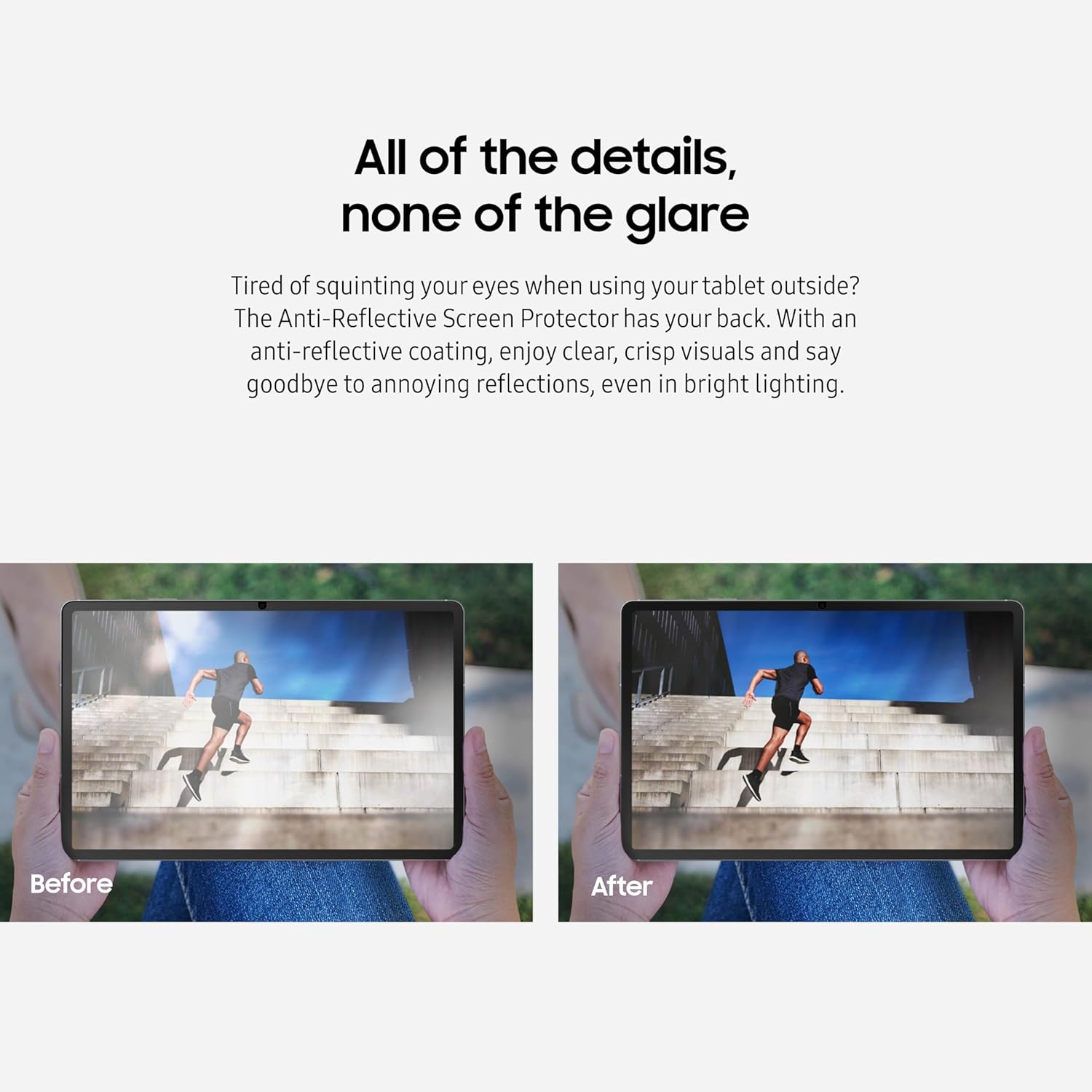 Samsung Galaxy Tab S10 FE+ Anti-Reflective Screen Protector for Galaxy Tab S10 FE+, Attachable Coating, Transparent