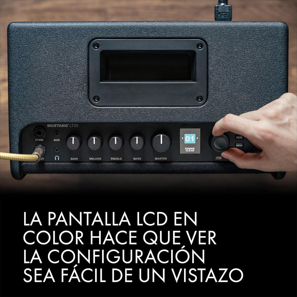 Fender Mustang LT 25, Amplificador Combo para Guitarra Eléctrica, Negro