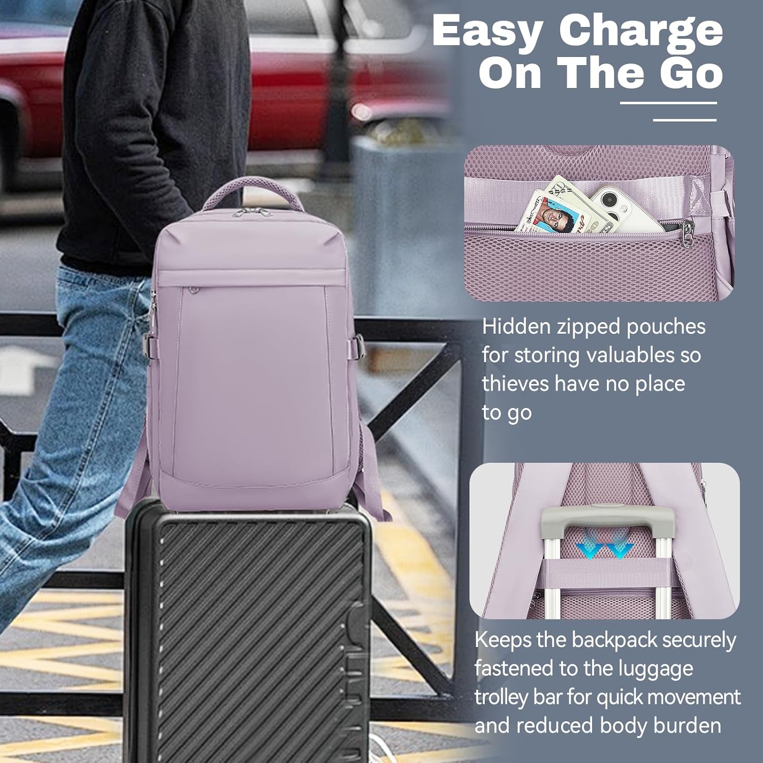 Mochila Viaje Cabina Avion 40x20x25 Mochila Viaje para Ryanair Equipaje de Mano Bolsa de Viaje Cabina Travel Backpack Repelente al Agua con Bolsillo Antirrobo y Lateral