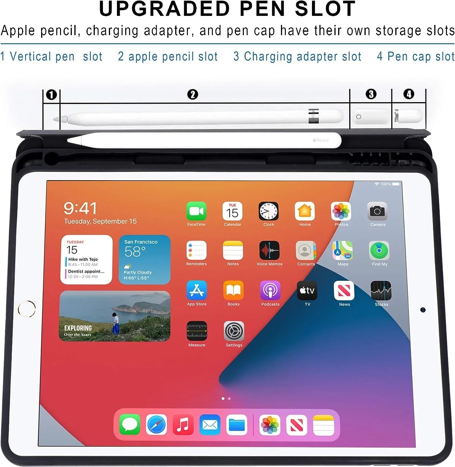 Capa para iPad 10.ª/ 11.ªgeração (2022/2025)- 10,9 polegadas compatível com Apple Pencil Preta