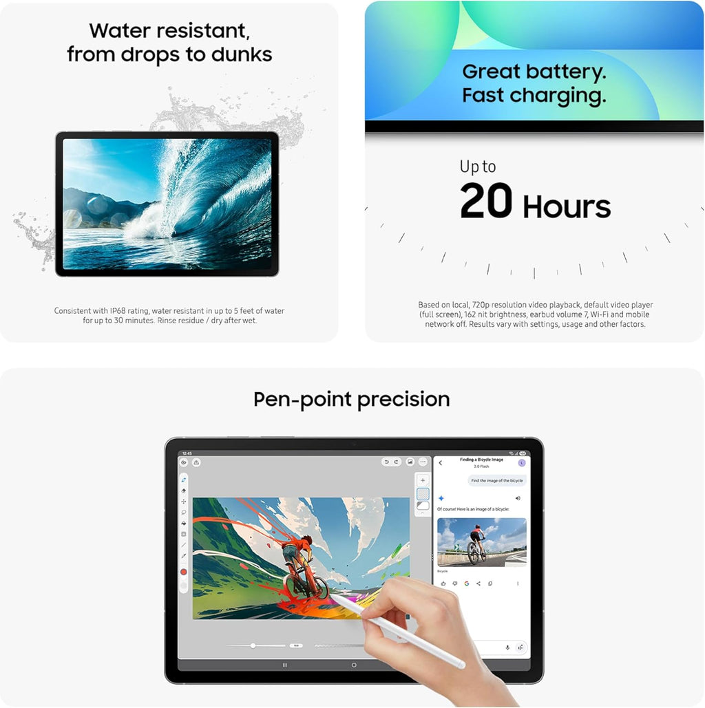 SAMSUNG Galaxy Tab S10 FE 256GB WiFi Android Tablet, Large Display, Long Battery Life, Exynos 1580 Processor, IP68 Water-Resistant, 90 Hz Refresh, S Pen for Note-Taking, US Version, Silver