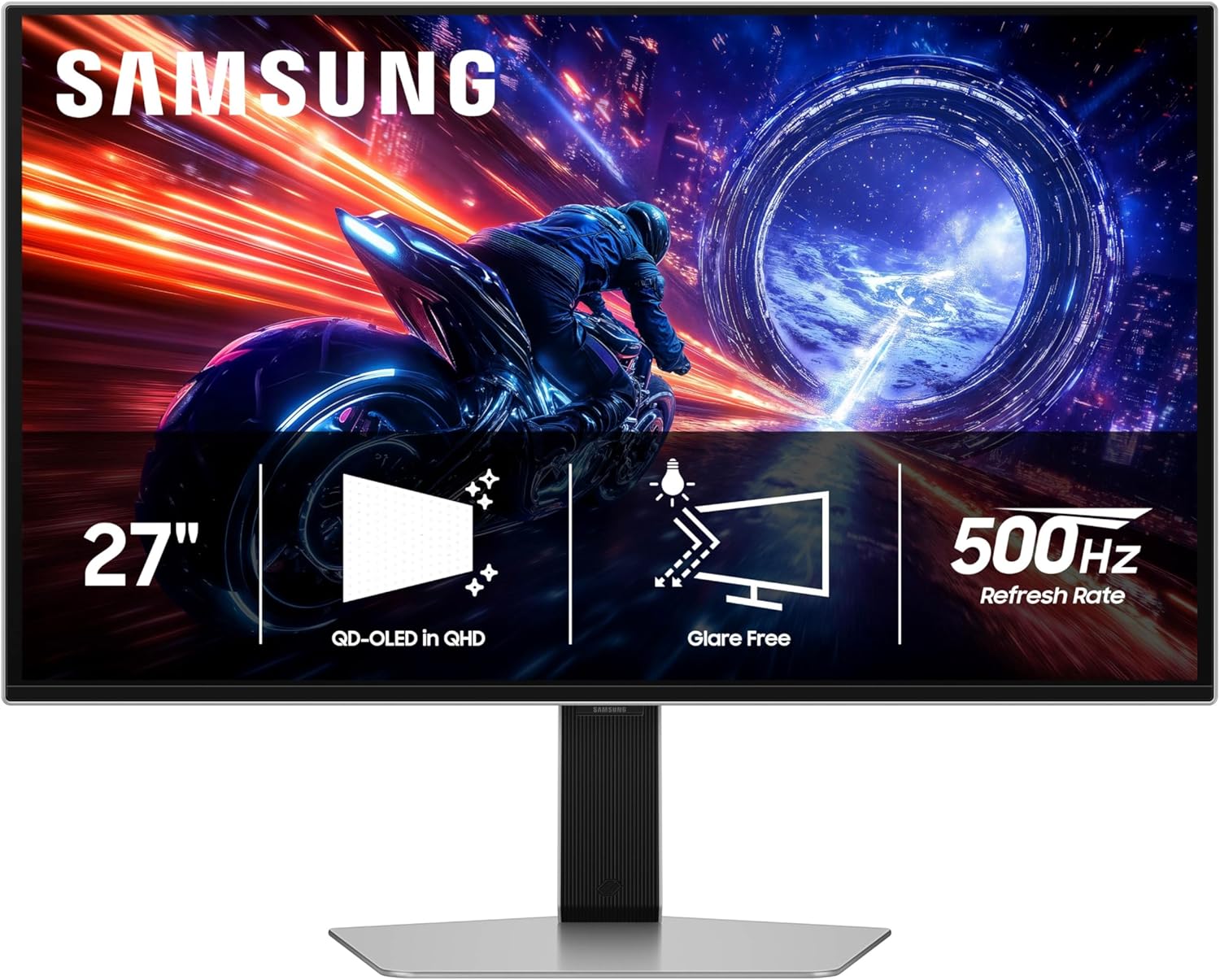 SAMSUNG 27” Odyssey OLED G6 G60SF QHD QD-OLED Gaming Monitor, 500Hz Refresh Rate, 0.03ms (GtG) Response Time, G-Sync Compatible, VESA DisplayHDR TrueBlack 500, LS27FG602SNXZA, 2025, 3 Yr Warranty
