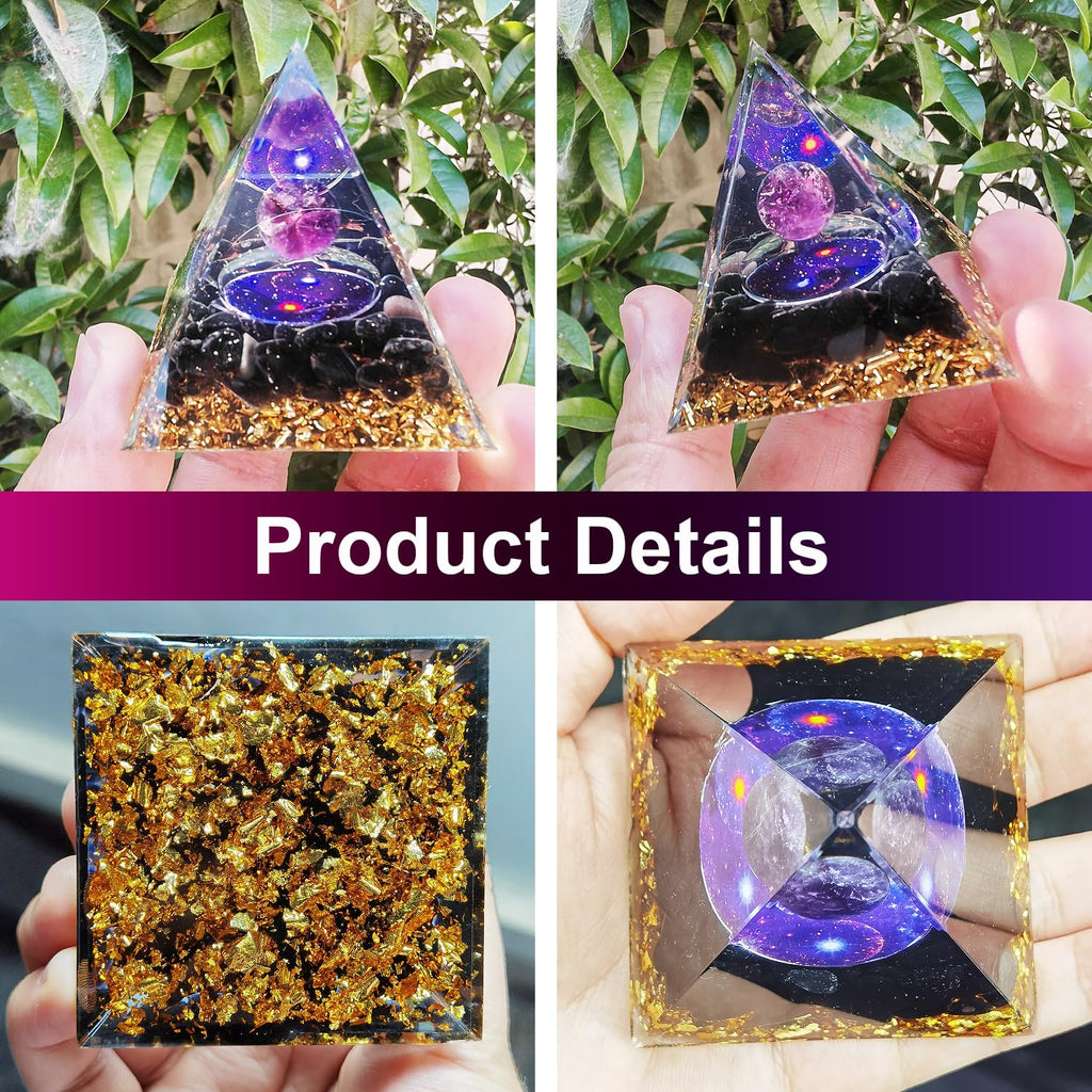 1 Piece Orgonite Authentic Orgonite Pyramid Orgonite Pyramid 3D Resin Pyramid Craft Crystal Crushed Stone Decoration Desk Living Room Bedroom Office