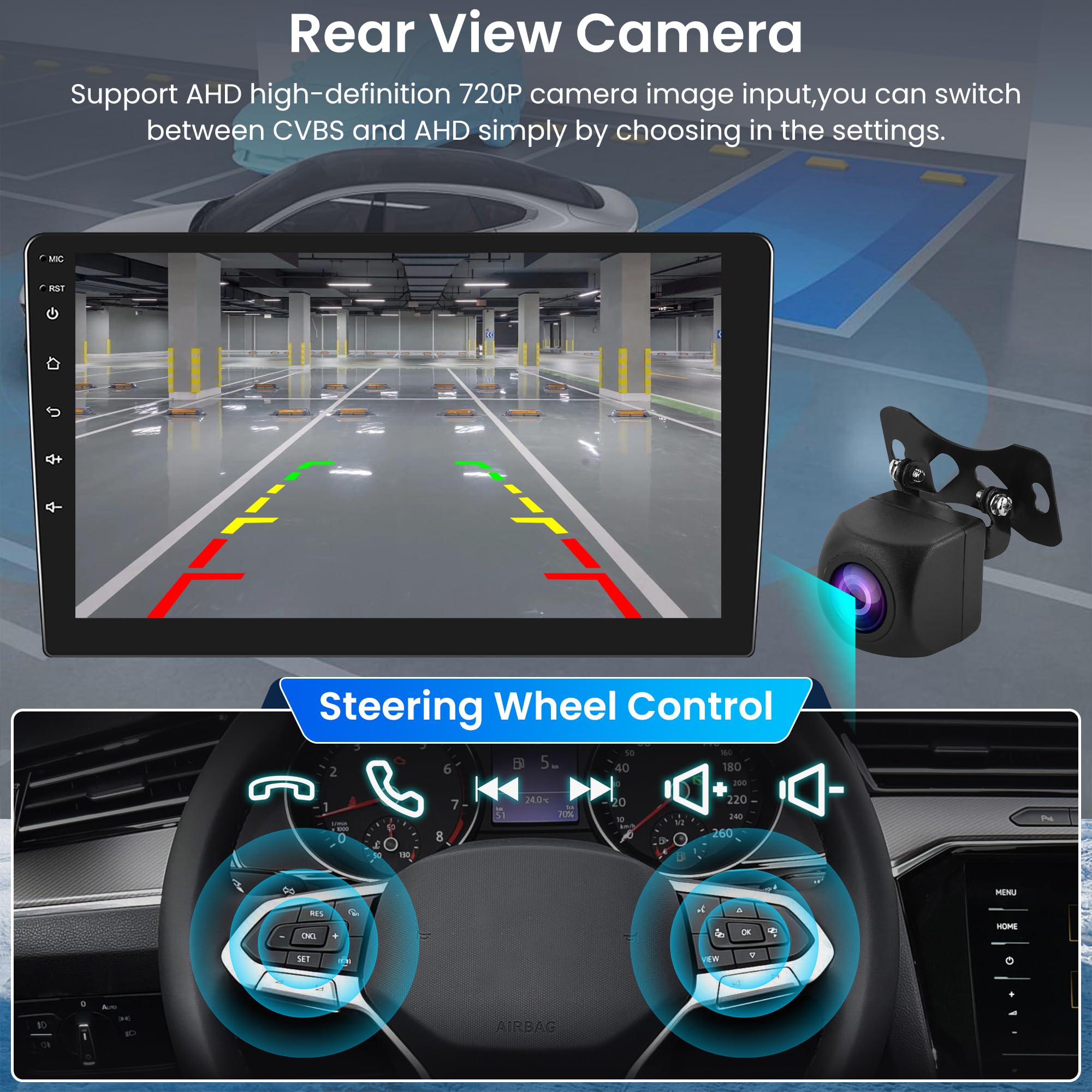 2G+64G Wireless Carplay Android 13 Car Radio 2 Din for Peugeot 2008 208 2012-2018 with Android Auto GPS Navi WiFi 10.1 Inch Car Radio with Bluetooth FM/RDS Radio USB/EQ/SWC Rear Camera