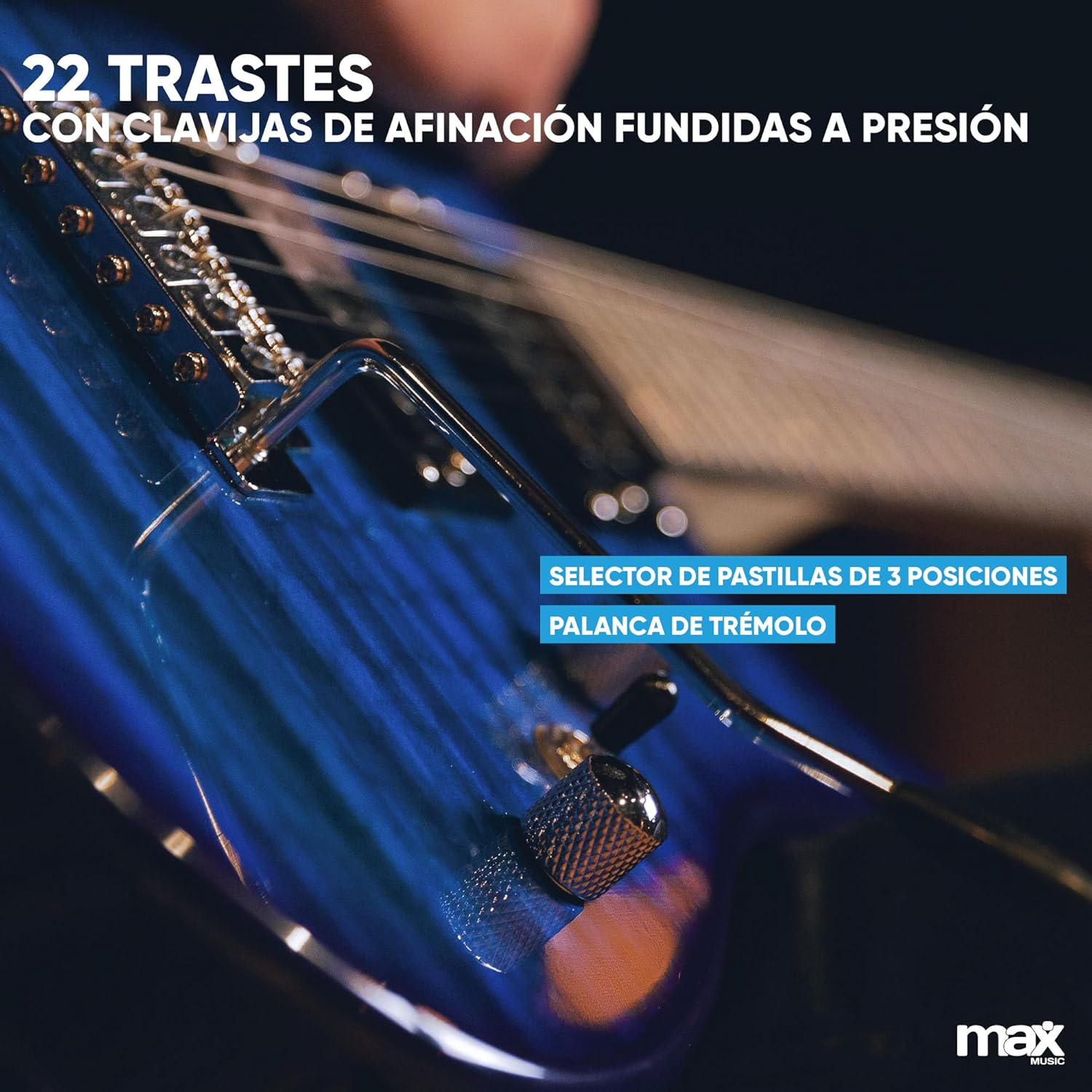 MAX GigKit Pack guitarra elétrica azul escuro Quilted com amplificador de 40 W, ajustador, capa, correia e conjunto de cordas, conjunto de iniciação completo para iniciantes ou presente musical