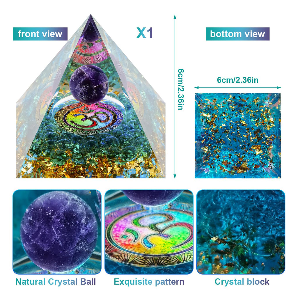 1 Piece Orgonite Authentic Orgonite Pyramid Orgonite Pyramid 3D Resin Pyramid Craft Crystal Crushed Stone Decoration Desk Living Room Bedroom Office