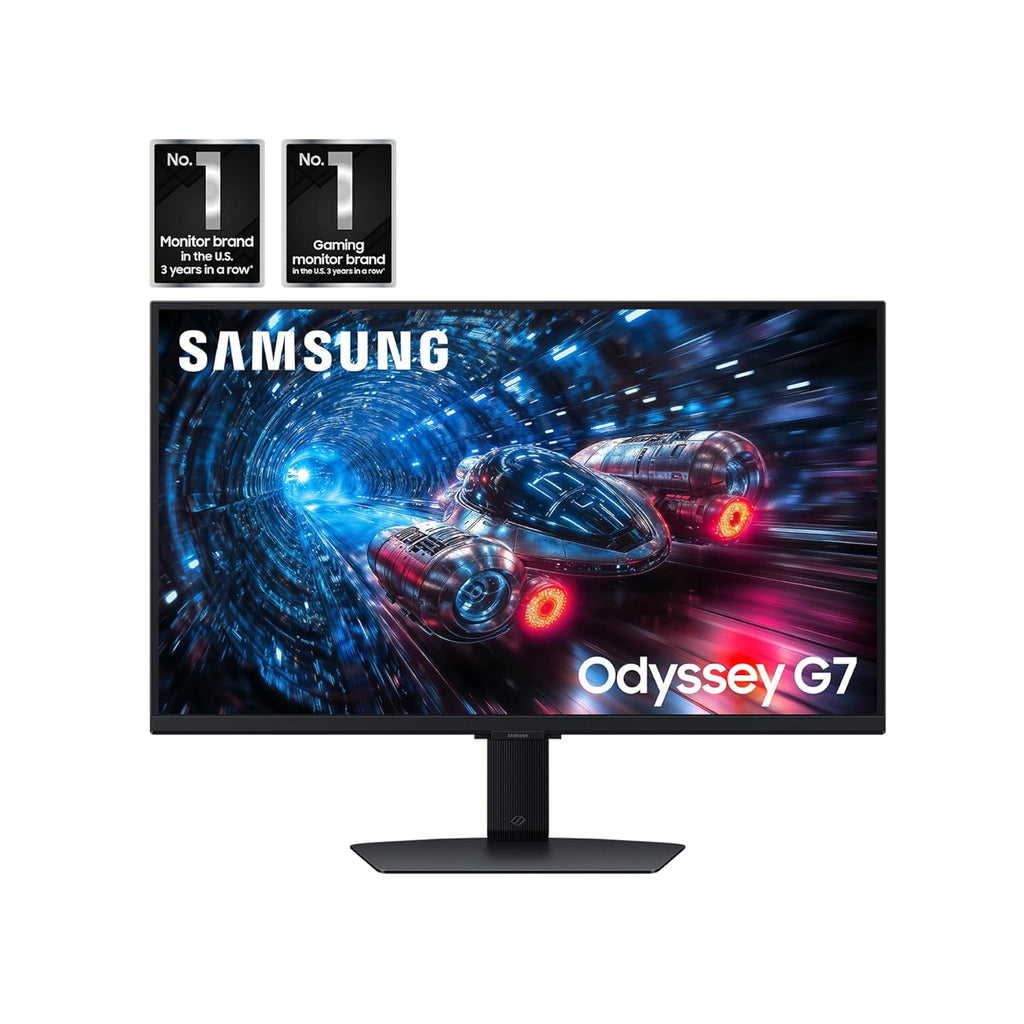 Samsung 27” Odyssey G7 G70F FHD Resolution Gaming Monitor, Fast IPS Dual Mode, 4K 180Hz Refresh Rate, NVIDIA G-Sync Compatible, AMD FreeSync™ Premium, Ergonomic Stand, LS27FG706ENXZA