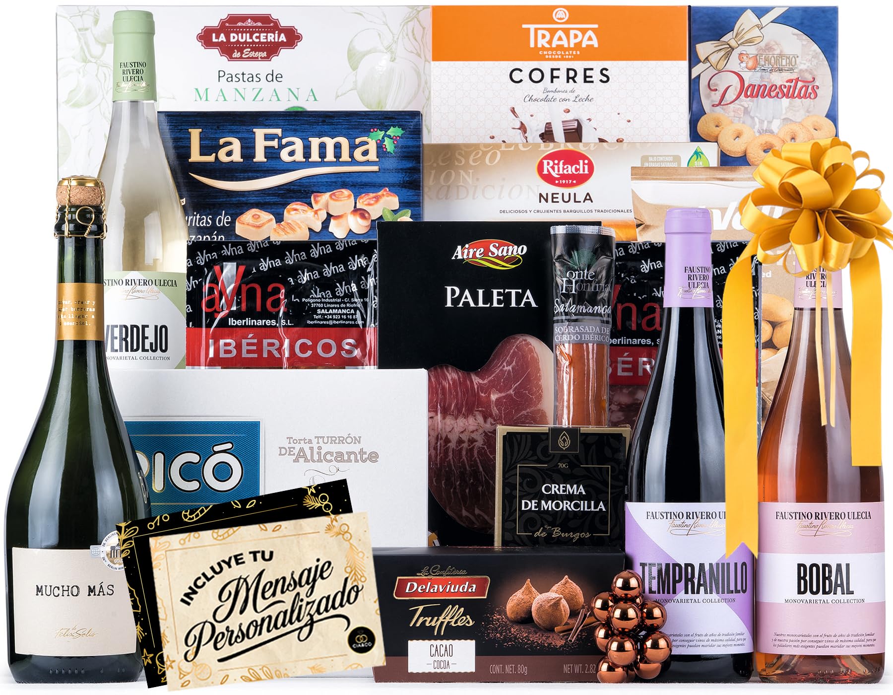 Gourmet Christmas Basket 2025 (Lot 201) · With Wine, Brut, Sweets and Sausages · Includes Customizable Card · Corporate, Family or Personal Gift · Ideal to Surprise This Christmas