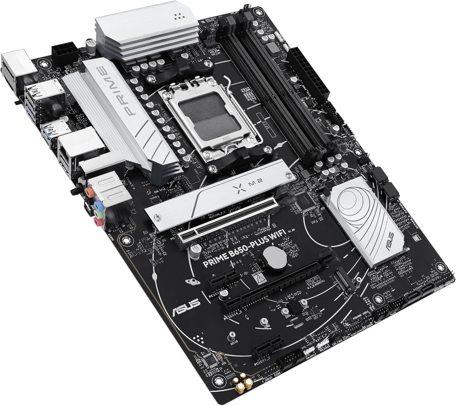 ASUS Prime B650-PLUS WiFi, AMD B650 ATX Motherboard, DDR5, PCIe 5.0 M.2, Realtek 2.5Gb Ethernet, WiFi 6E, DisplayPort, HDMI, SATA 6Gbps, USB 10Gbps Type-C, BIOS Flashback, Thunderbolt 4, Aura Sync