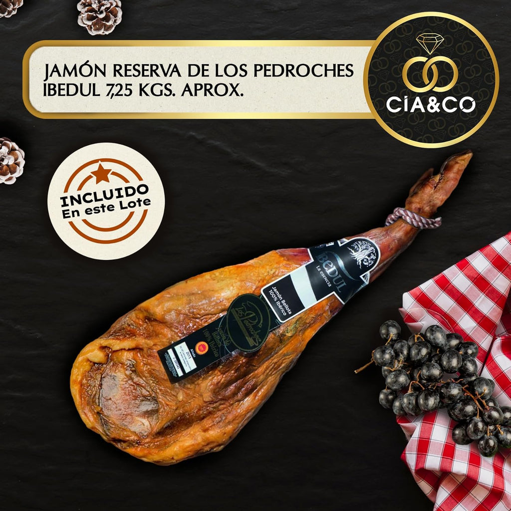 Christmas Basket with Gourmet Ham 2025 (Lot 308) · With Reserve Ham, Rioja & Cune Wines, Cava, Gin, Sweets and Iberian · Customizable Card · Ideal Corporate, Family or Personal Gift