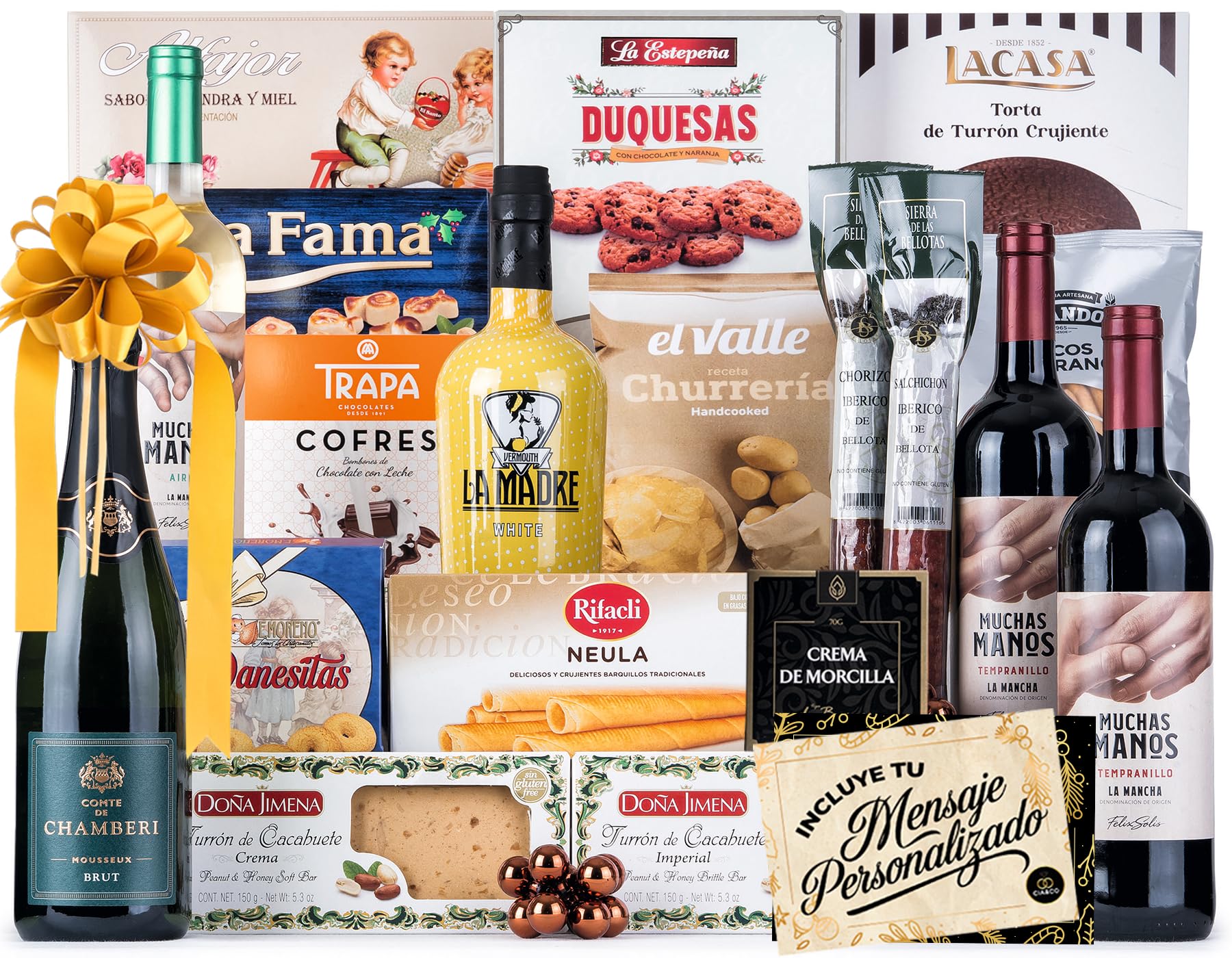 Christmas Basket with Gourmet Ham 2025 (Lot 217) · With Red and White Wine Rioja, Cava, Gin, Beer, Sweets and Iberian · Includes Customizable Card · Ideal Corporate or Family Gift
