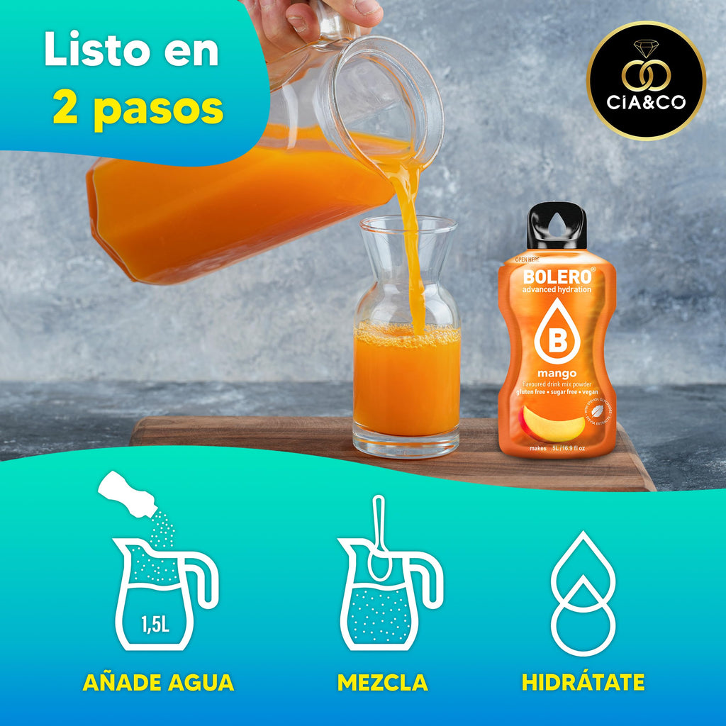 57 x Bolero Drinks MIX VARIETY FLAVORS (57x9 grs) - Healthy and Natural Hydration - Water Alternative with Vitamin C and Stevia Extract + 50 Healthy Nuggets Cia&Co